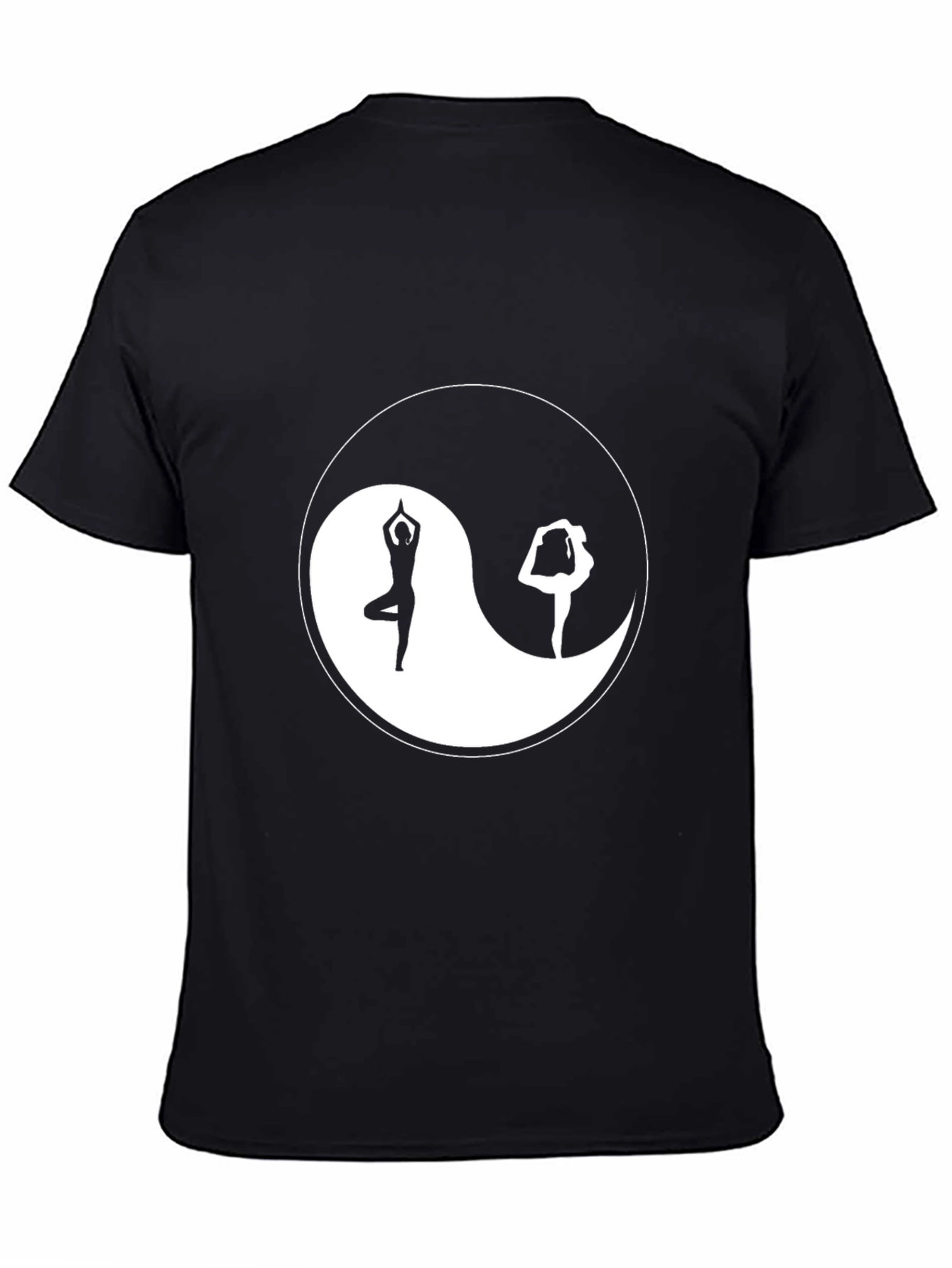 Black Yin Yang Yoga Graphic Black T-Shirt view 4