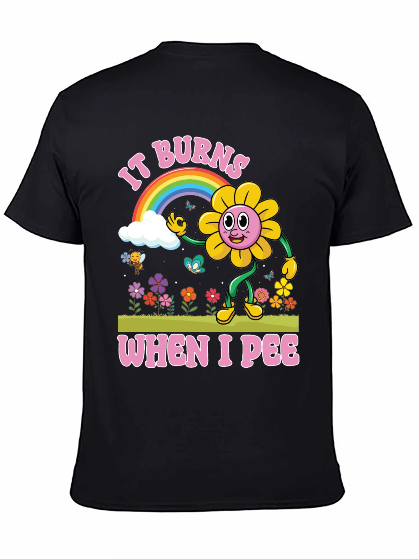 Black It Burns When I Pee Graphic T-Shirt view 4