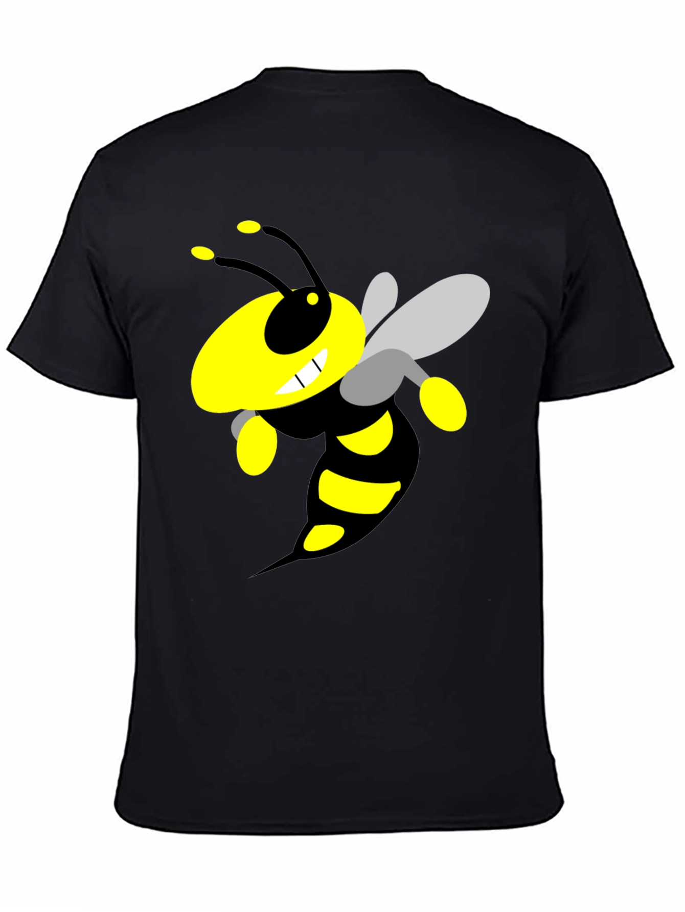 Black Cartoon Bee Graphic Black T-Shirt view 4