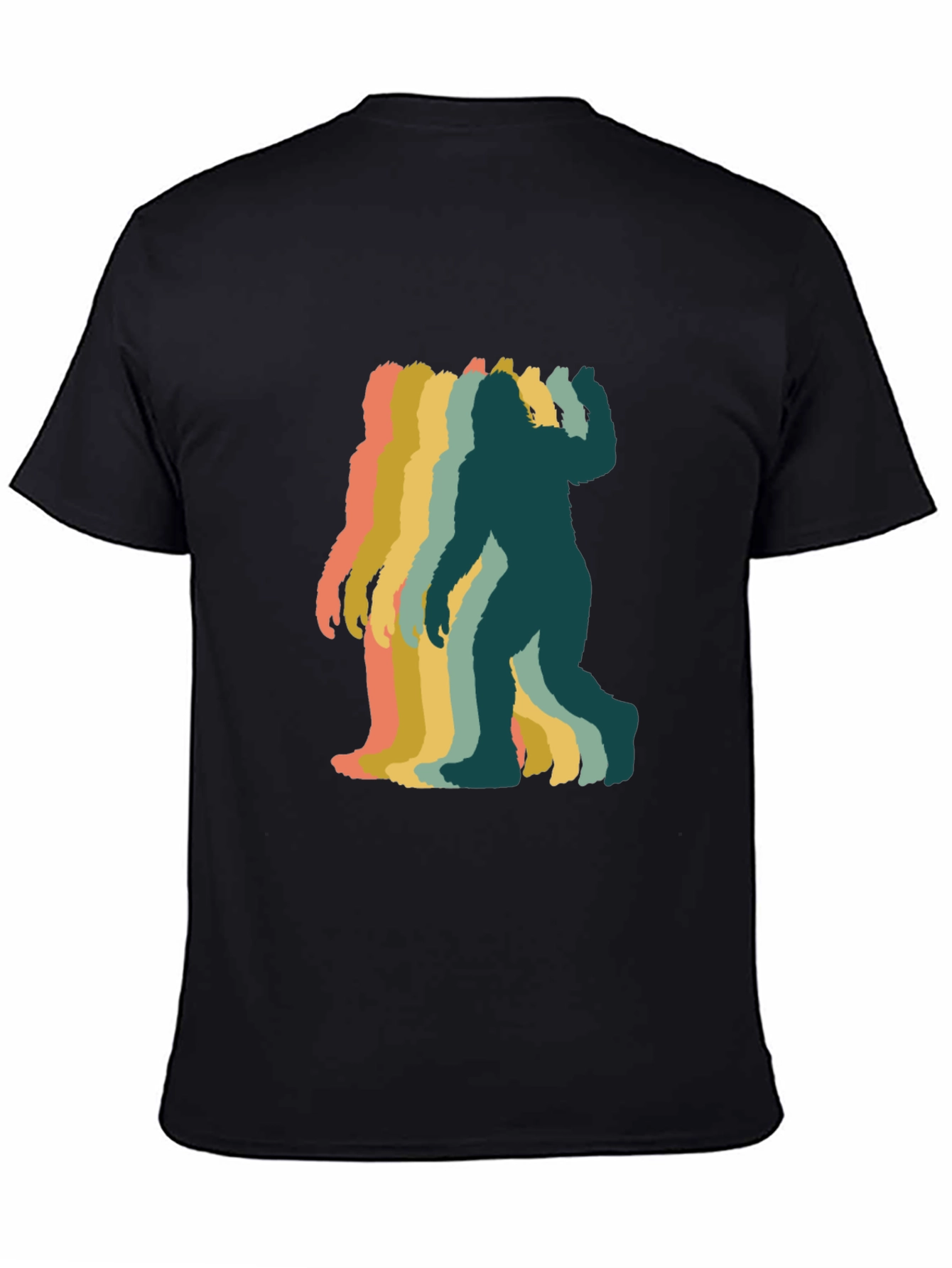 Black Retro Bigfoot Silhouette Graphic T-Shirt - Black view 4