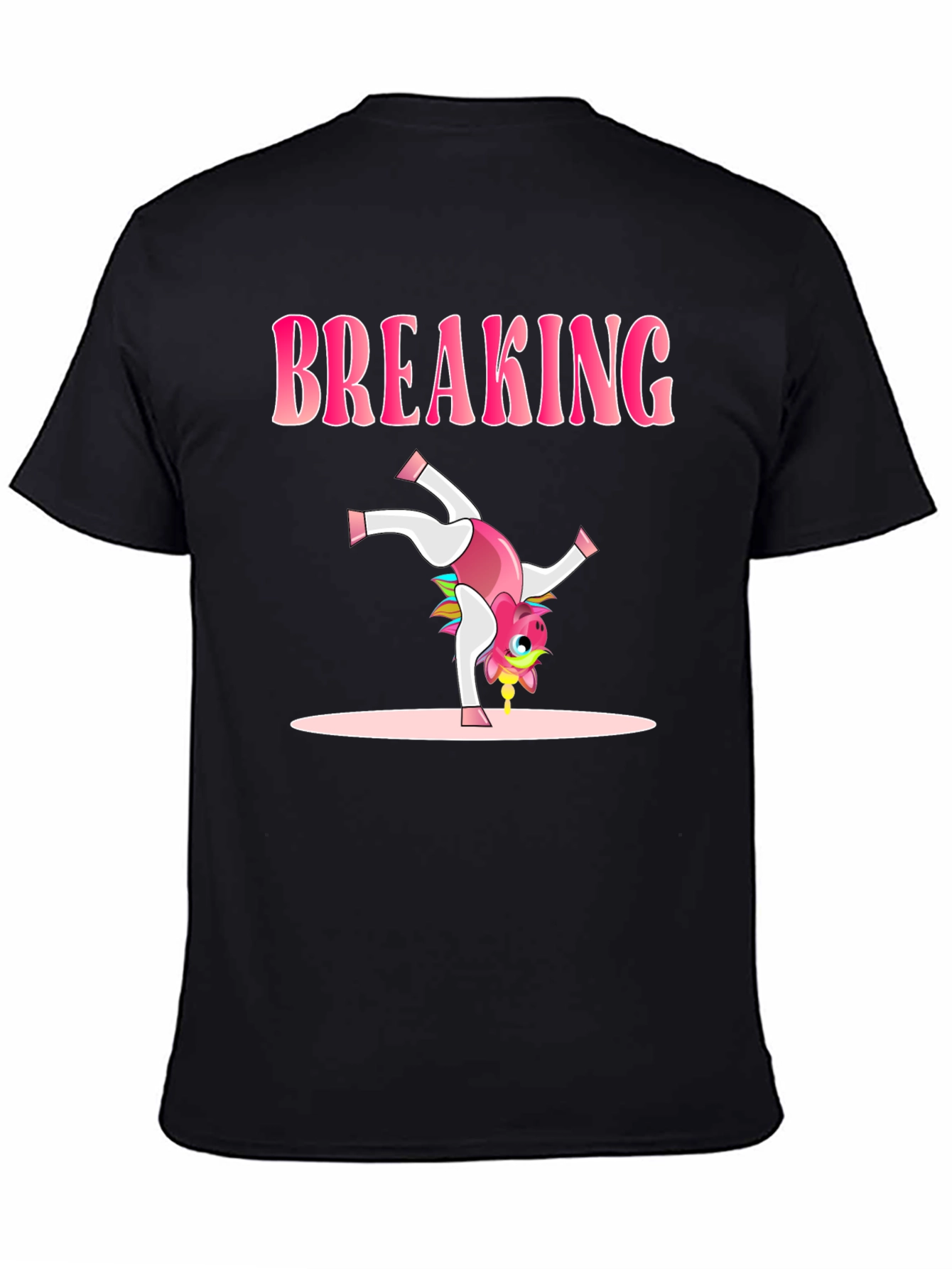 Black Breaking Unicorn Black T-Shirt view 4