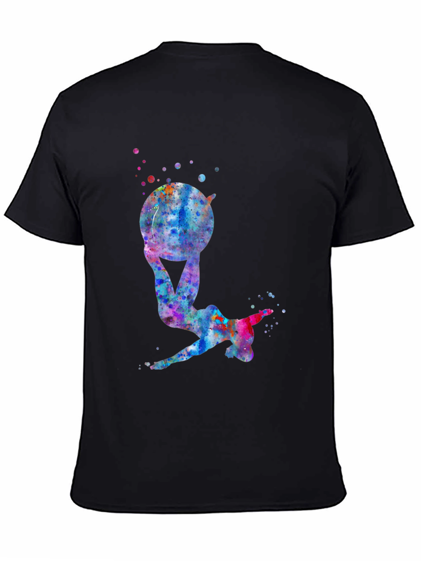 Black Gymnast Watercolor Black T-Shirt view 4