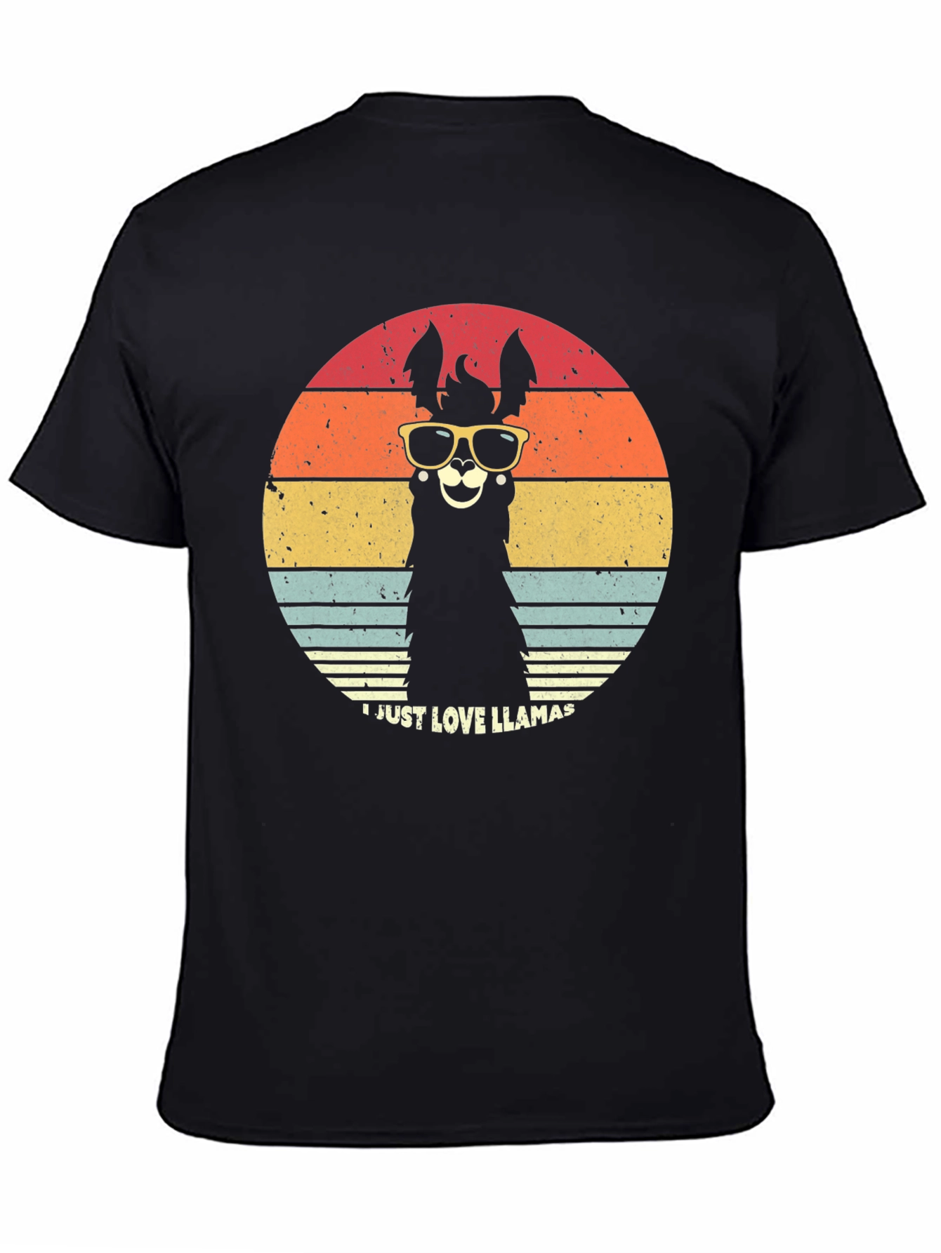 Black Retro Llama T-Shirt - I Just Love Llamas Tee view 4