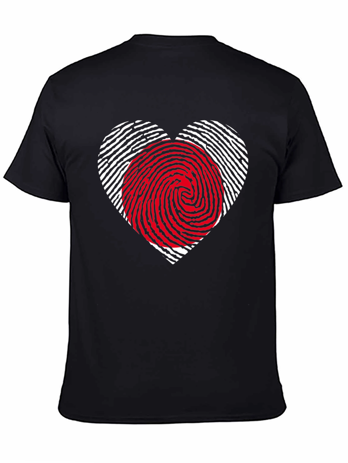 Black Fingerprint Heart Graphic Tee - Stylish Black Shirt view 4