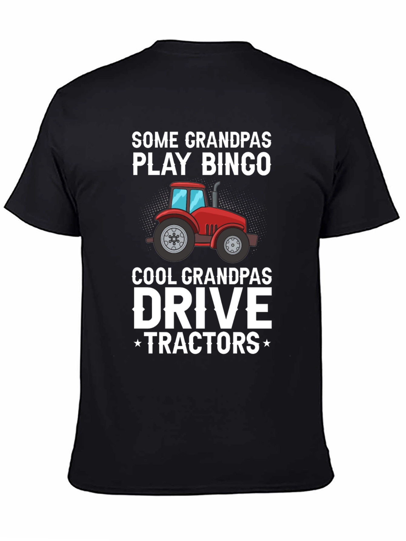 Black Cool Grandpa Drives Tractors T-Shirt view 4