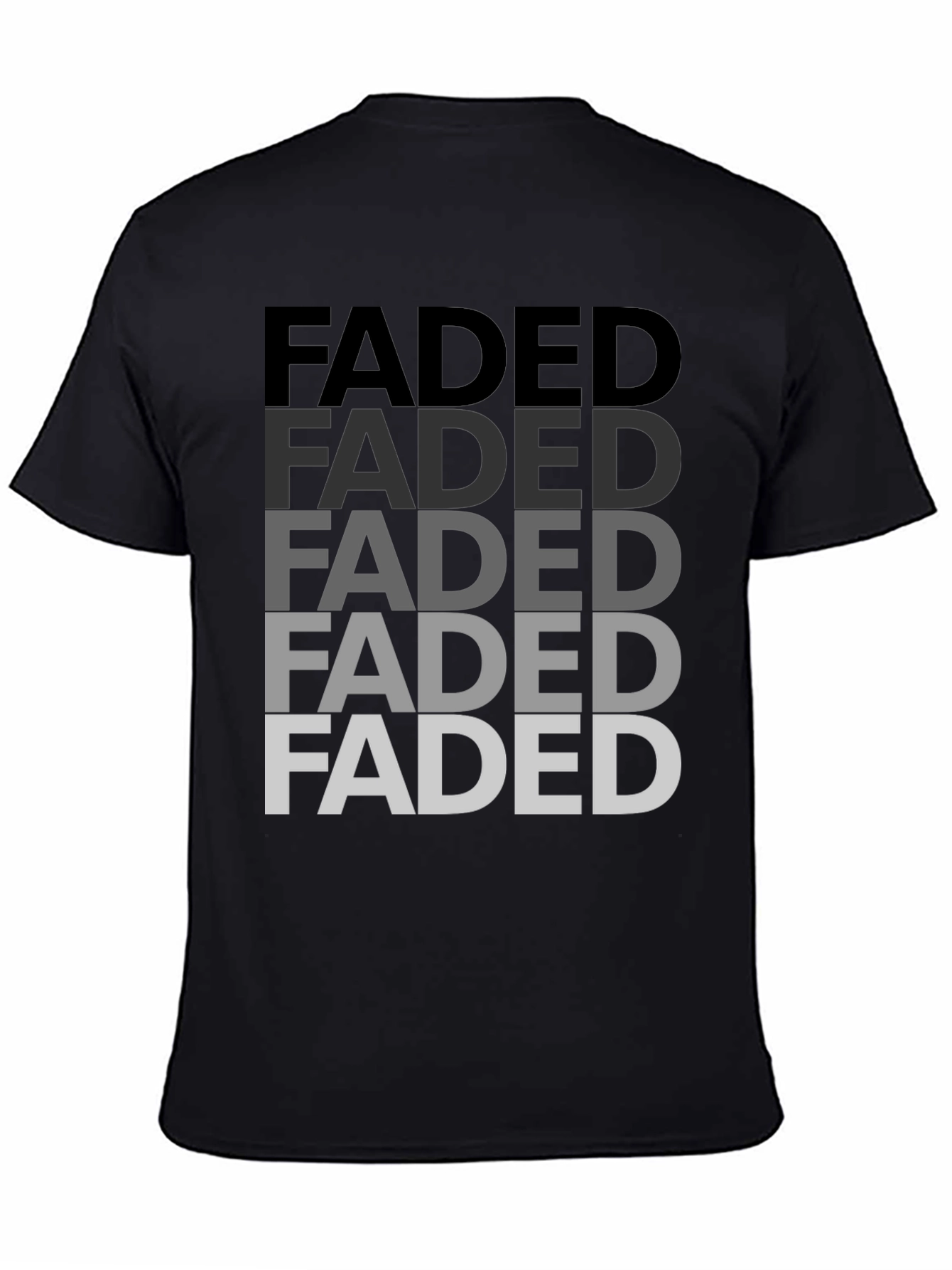 Black Faded Graphic Print Men's T-Shirt - Black view 4