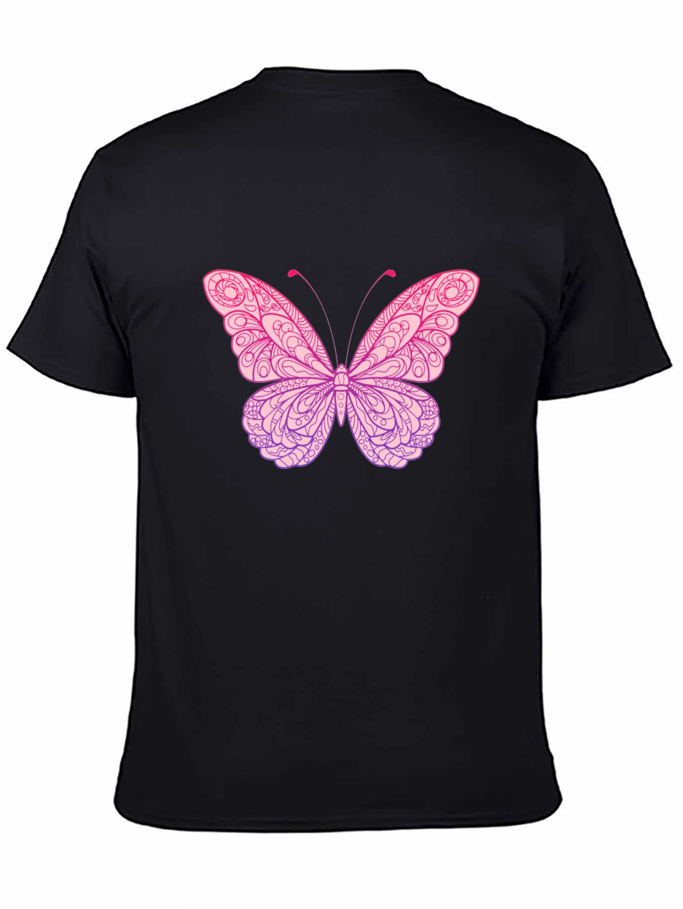 Black Butterfly Graphic Print Black T-Shirt view 4