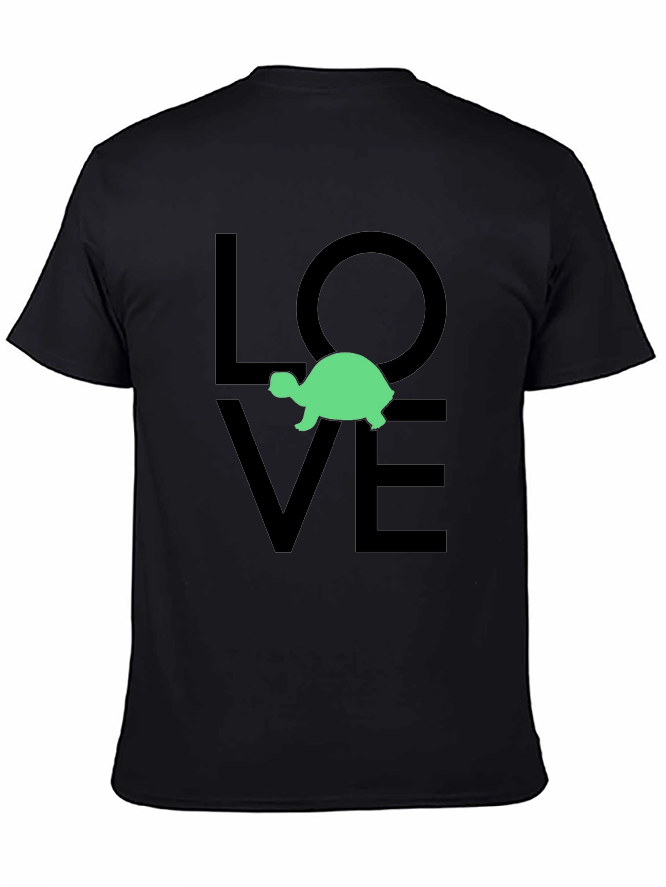 Black Turtle Love Graphic Tee - Black Cotton T-Shirt view 4