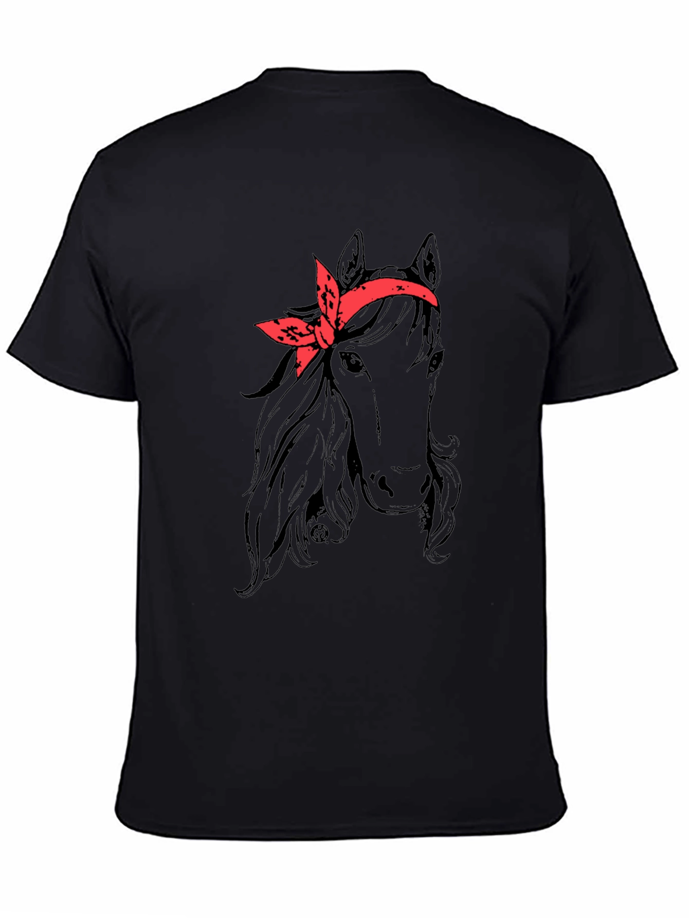 Black Horse with Bandana Graphic Tee view 4