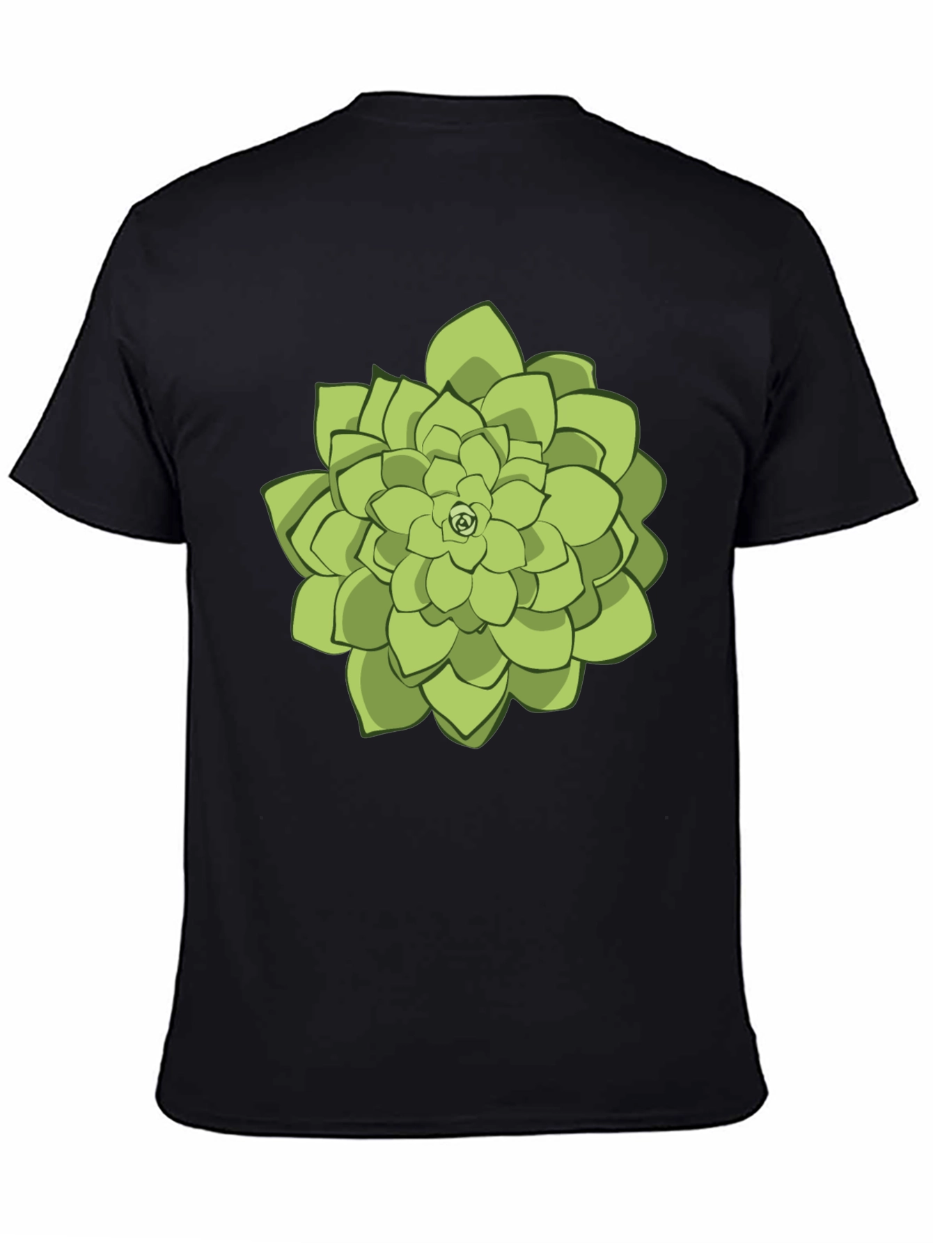 Black Black T-Shirt with Succulent Graphic Print view 4