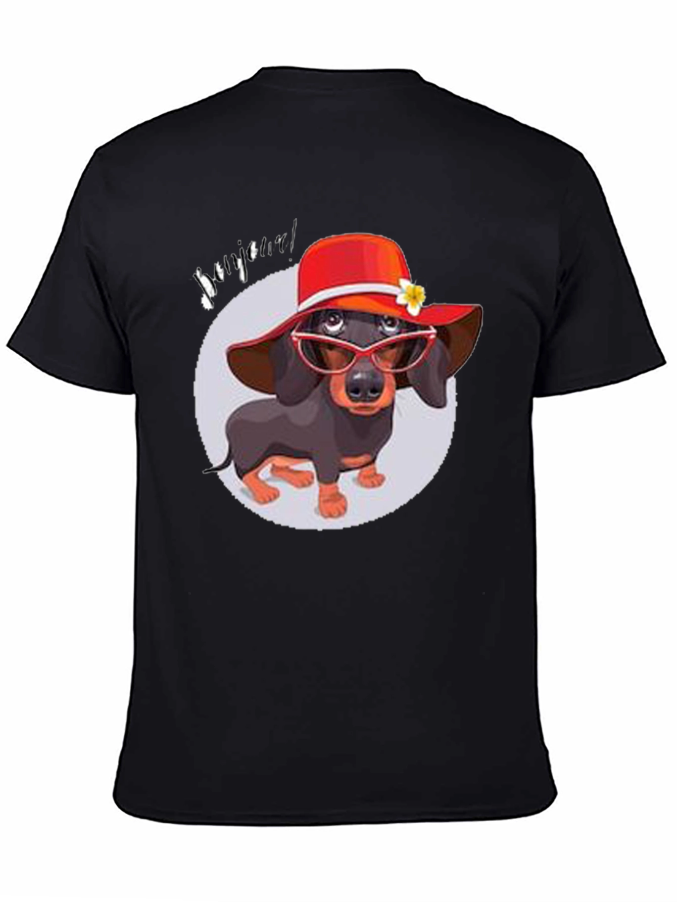 Black Dachshund in Hat T-Shirt - Funny Dog Lover Tee view 4