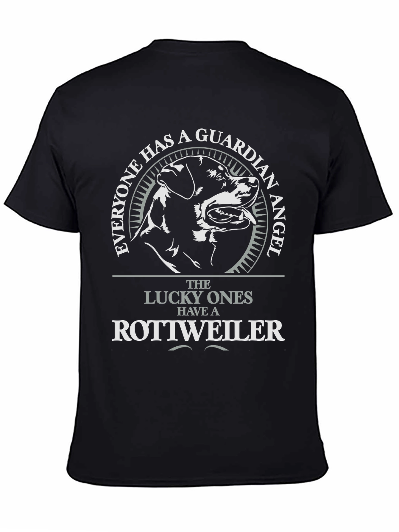 Black Rottweiler Guardian Angel T-Shirt view 4