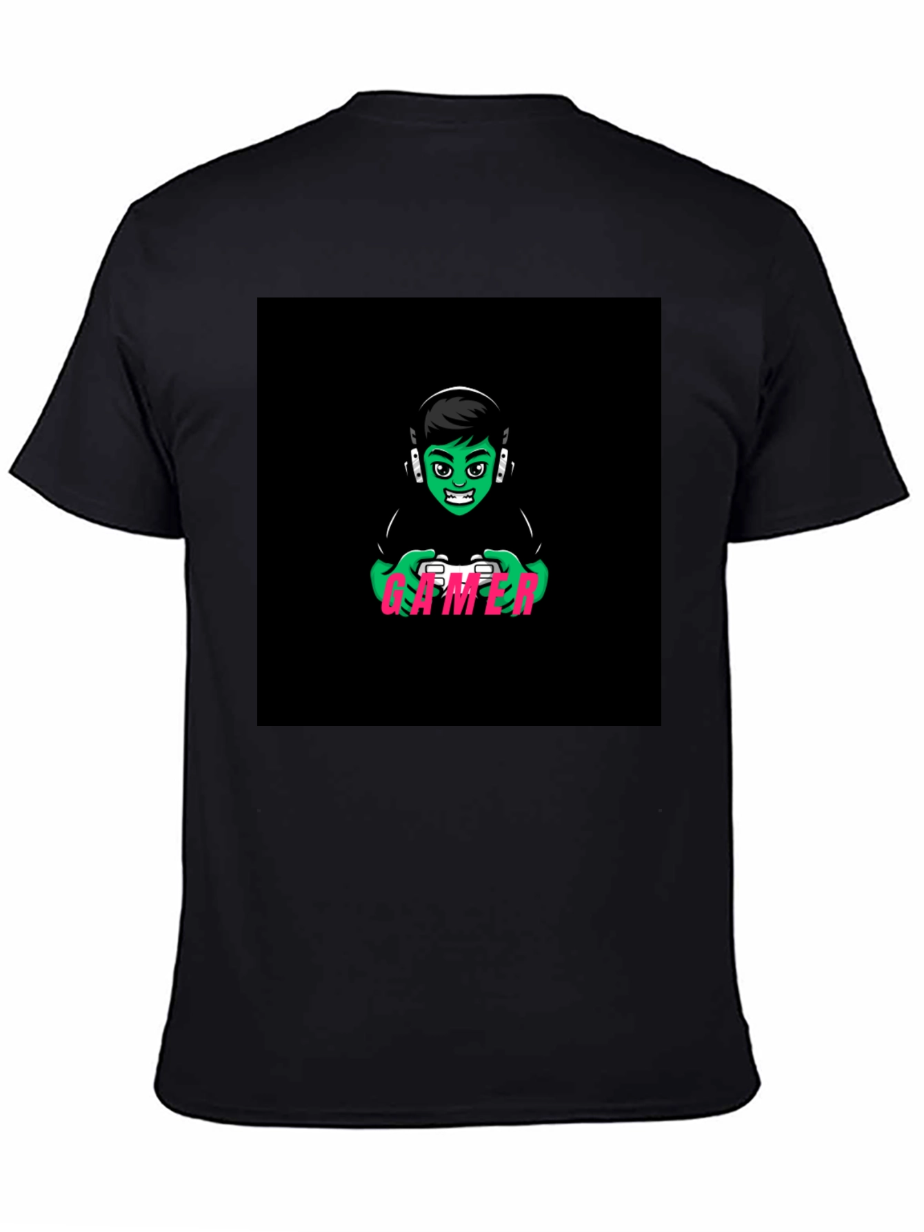 Black Gamer Graphic T-Shirt - Black Cotton Tee view 4
