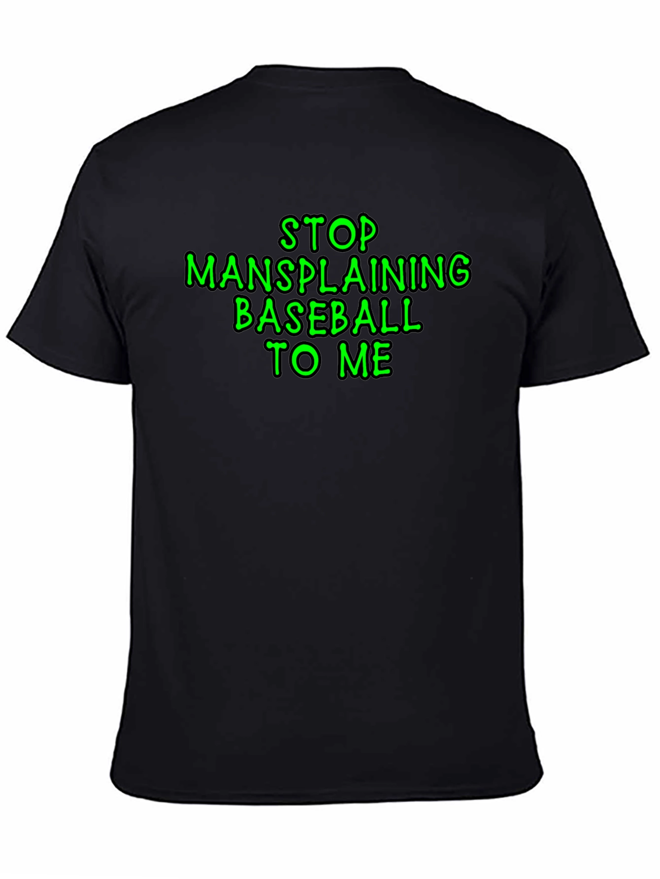 Black Stop Mansplaining Baseball T-Shirt view 4