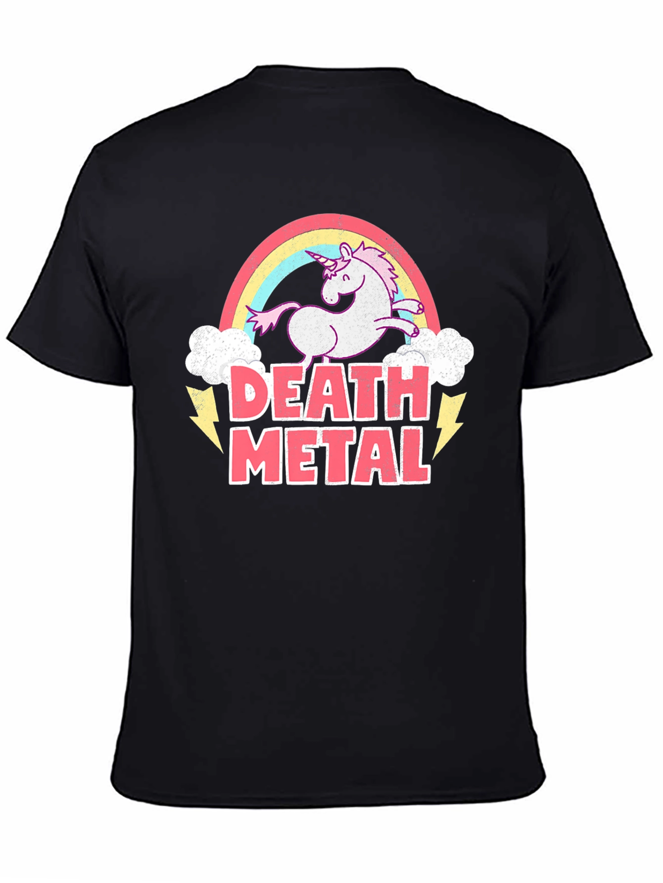 Black Death Metal Unicorn T-Shirt - Black Cotton Tee view 4