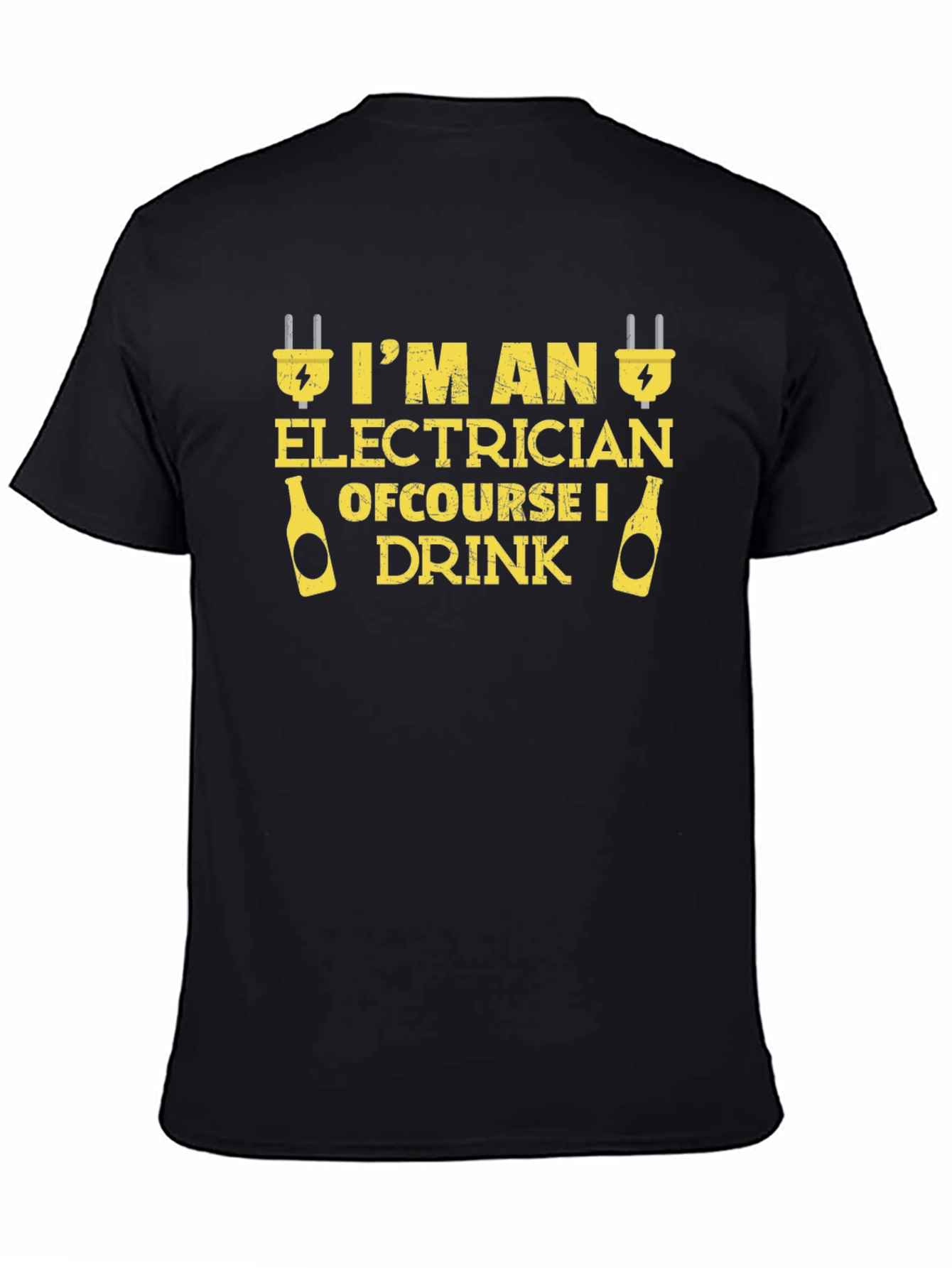 Black Electrician T-Shirt - Of Course I Drink Funny Tee view 4