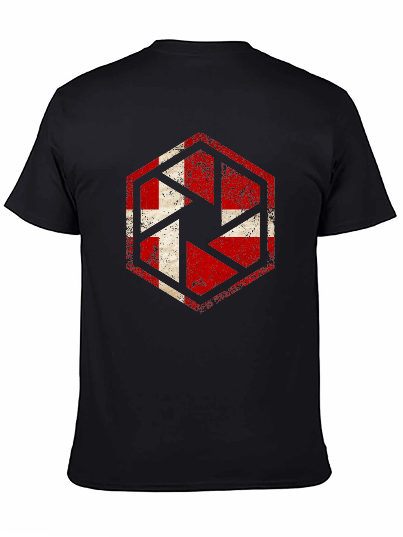 Black Denmark Flag Camera Shutter Men's Black T-Shirt view 4