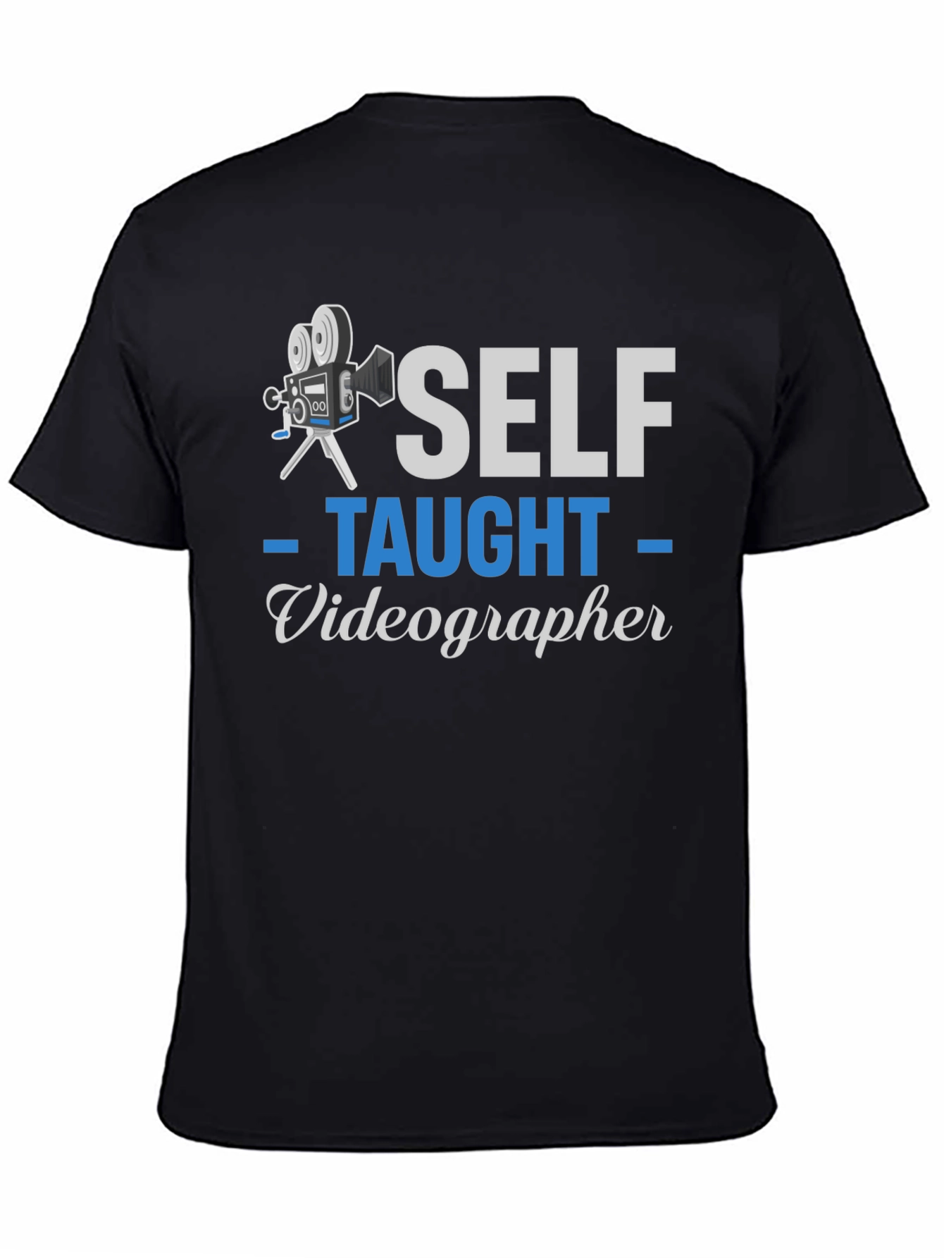 Black Self Taught Videographer Graphic Tee view 4