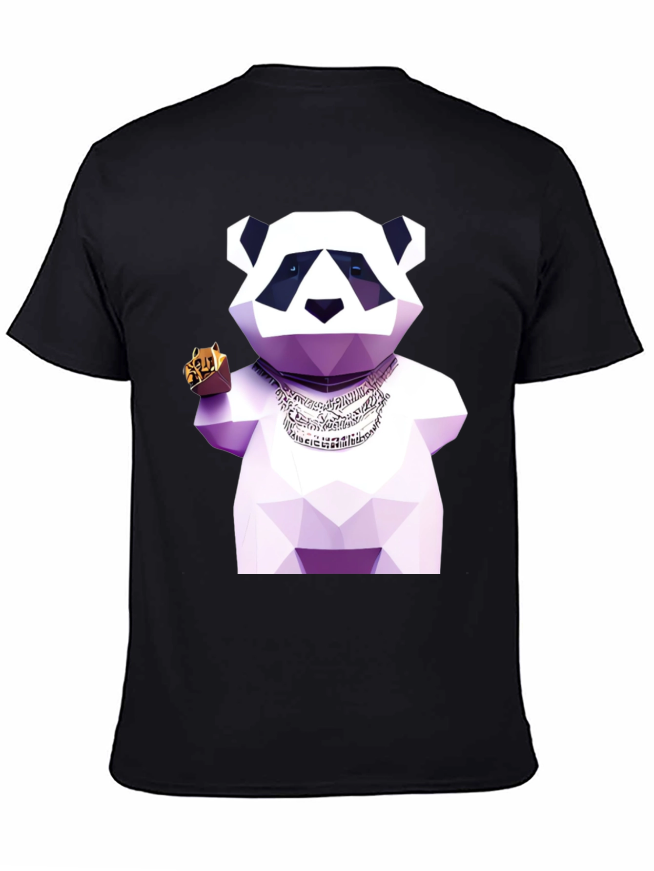 Black Geometric Panda T-Shirt view 4
