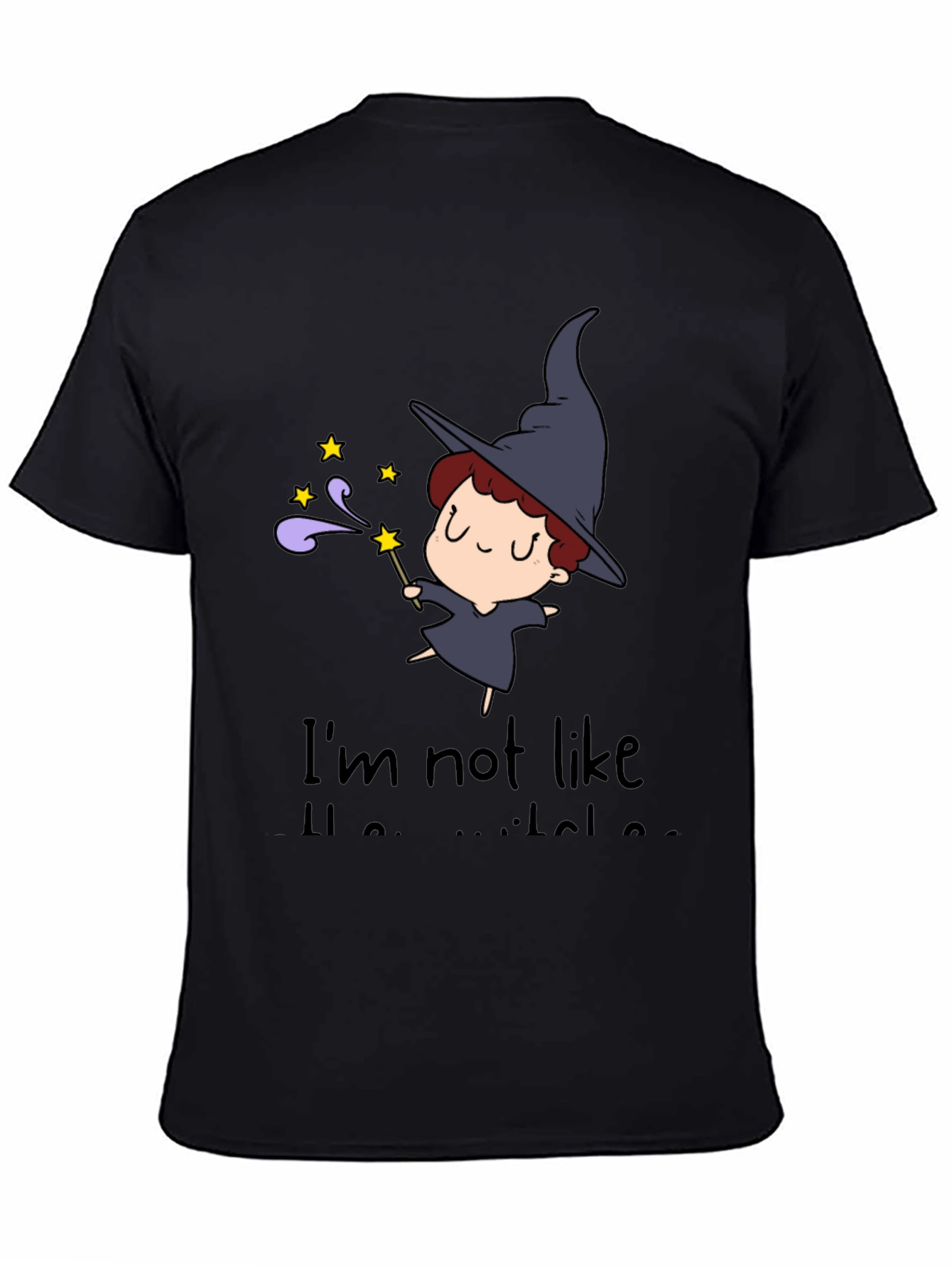 Black Cute Witch Graphic Tee - Not Like Other Witches Shirt view 4