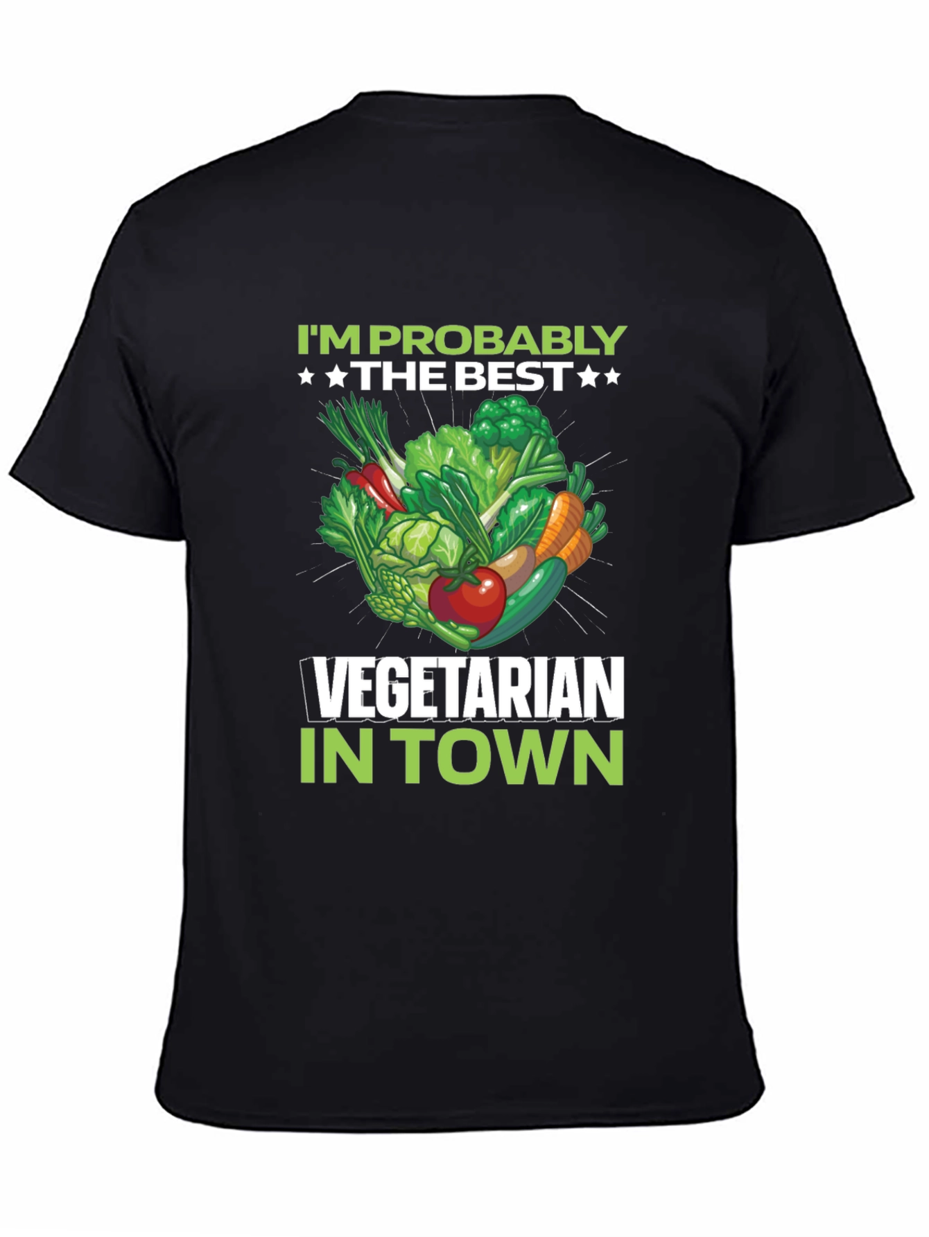 Black Best Vegetarian in Town T-Shirt view 4