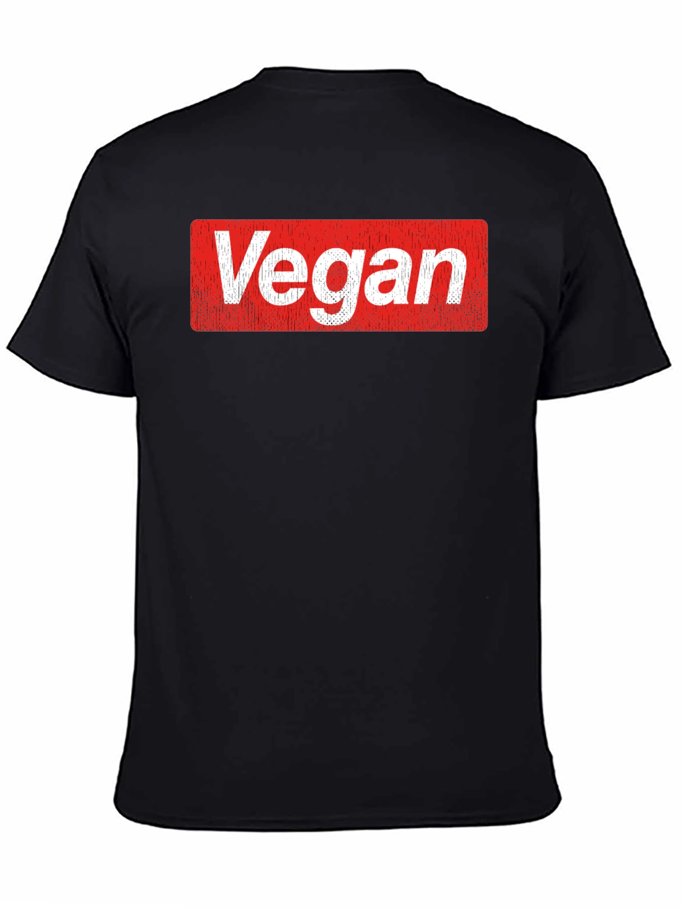 Black Vegan Logo T-Shirt - Soft Cotton Blend Casual Tee view 4