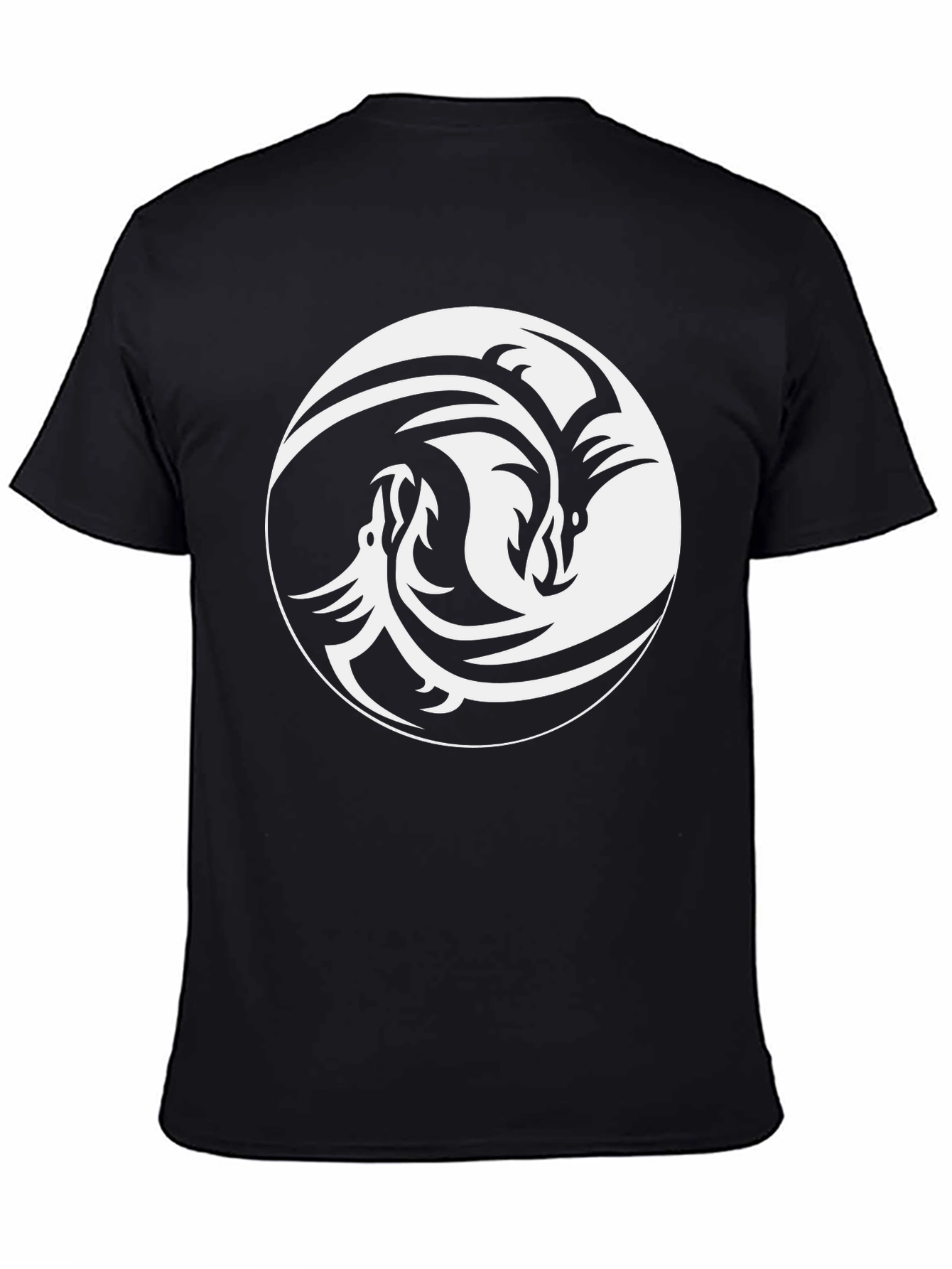 Black Yin Yang Dragon Graphic Tee view 4