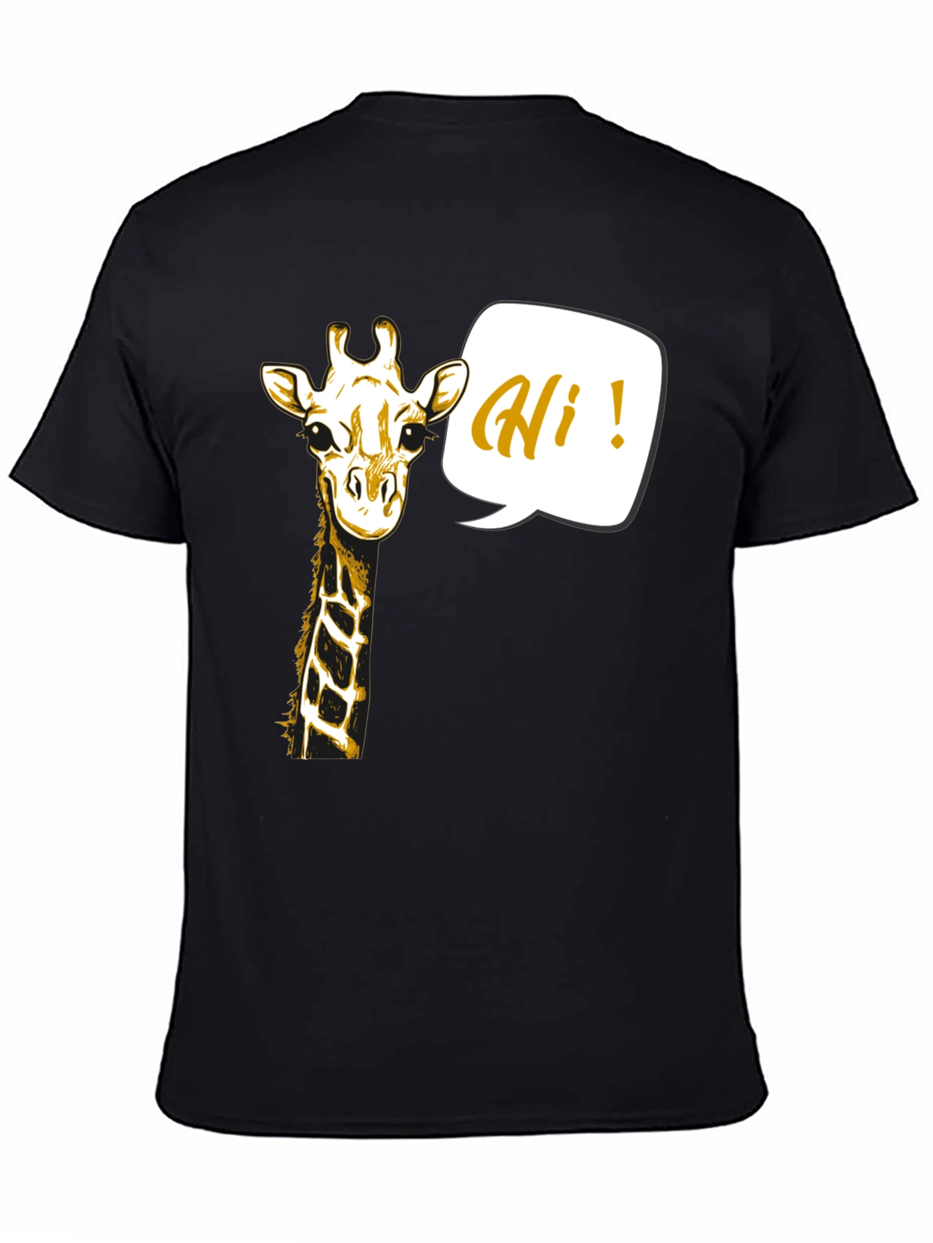 Black Giraffe Hi! Graphic Tee - Black Crew Neck Shirt view 4