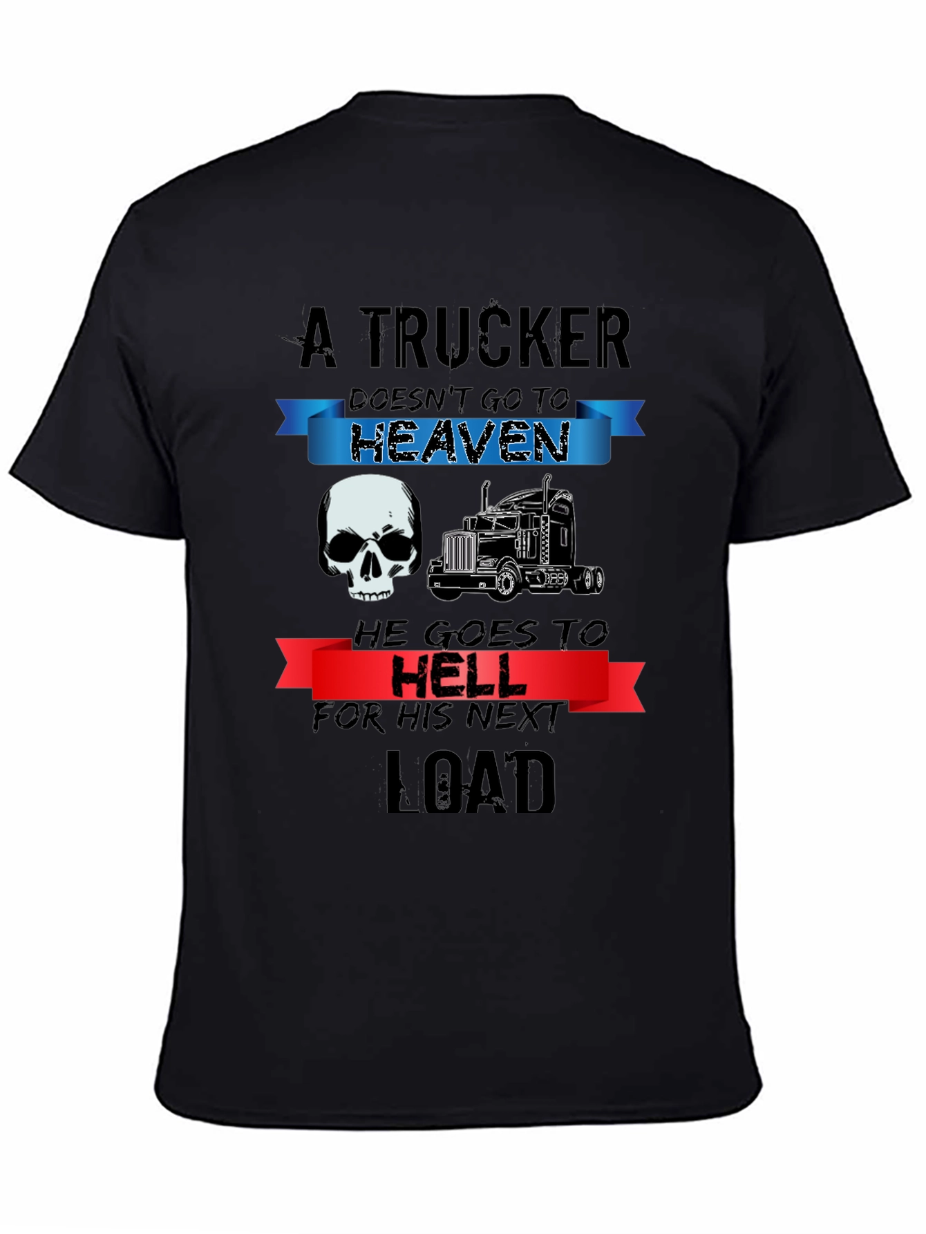 Black Trucker T-Shirt: Heaven or Hell Graphic Tee view 4