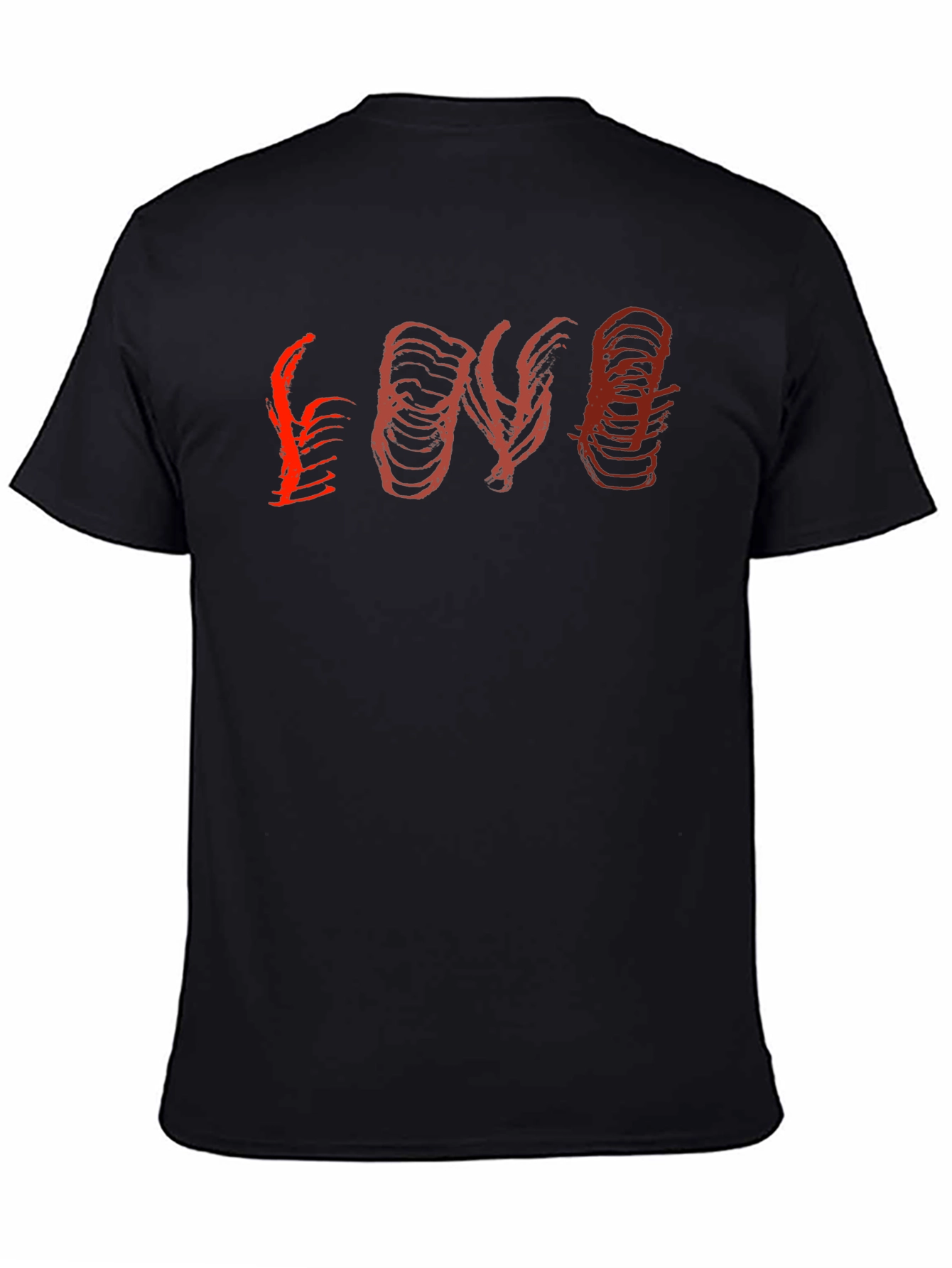 Black Abstract 'Love' Graphic Black T-Shirt view 4