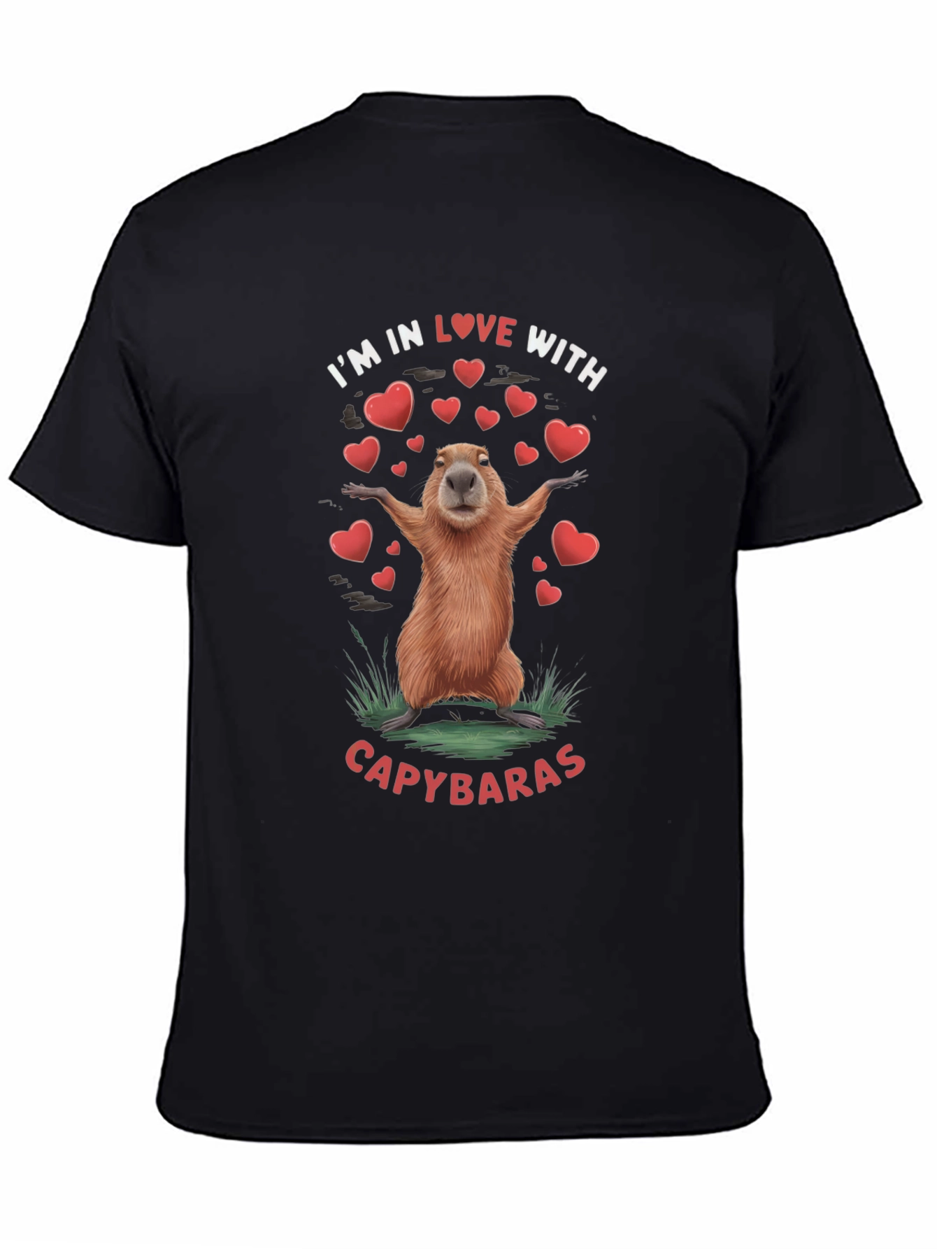 Black I Love Capybaras T-Shirt view 4