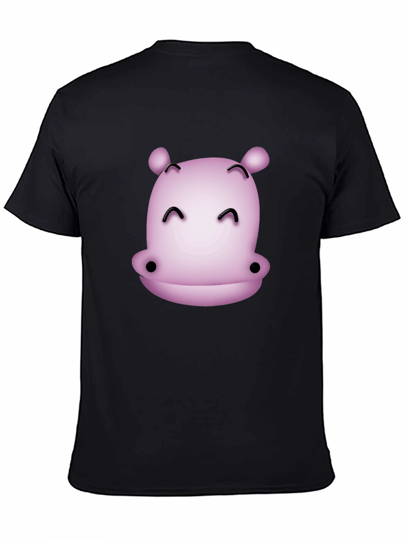 Black Cute Hippo Graphic T-Shirt - Black Casual Tee view 4