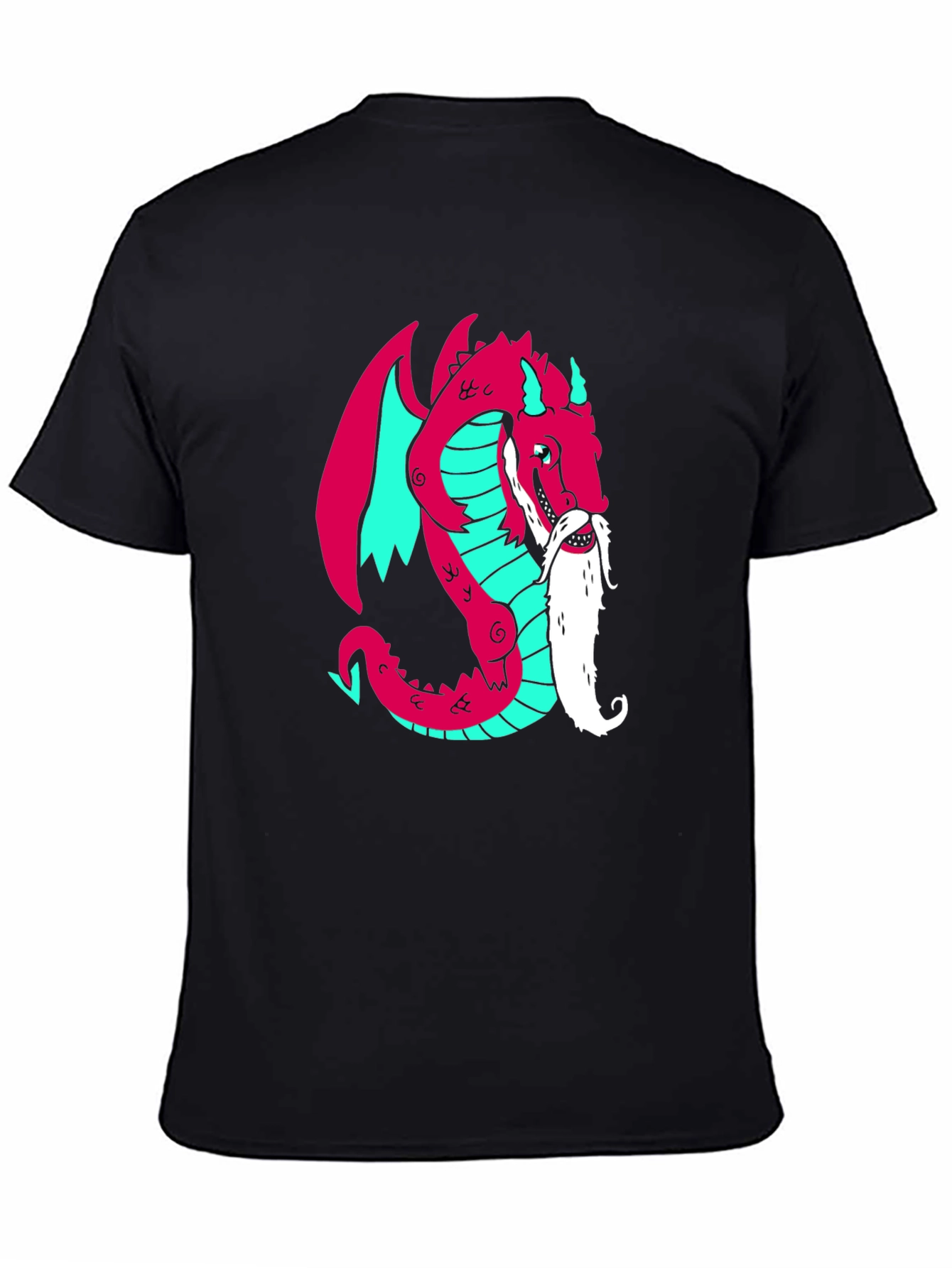 Black Cool Dragon Graphic Tee - Black Cotton Blend view 4