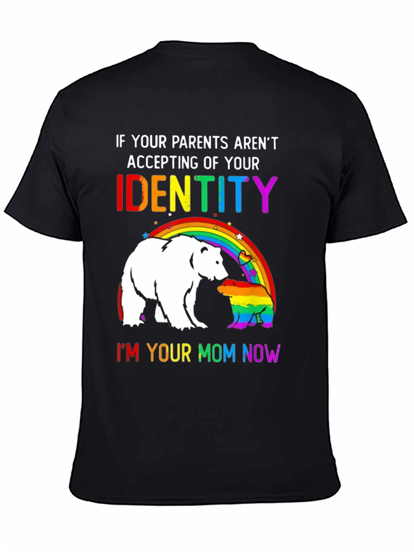 Black LGBT Pride Bear Tee - Your Mom Now! view 4