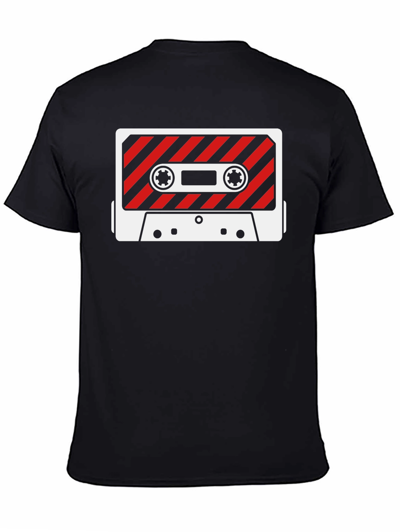 Black Retro Cassette Tape Graphic Tee - Black Cotton T-Shirt view 4