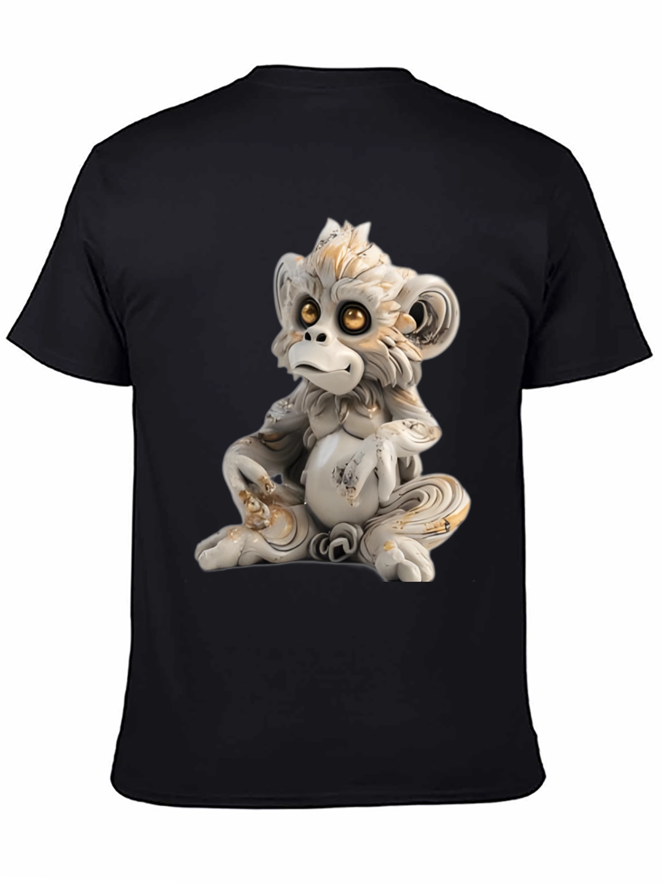 Black Monkey Statue Graphic Tee - Soft Cotton Blend view 4