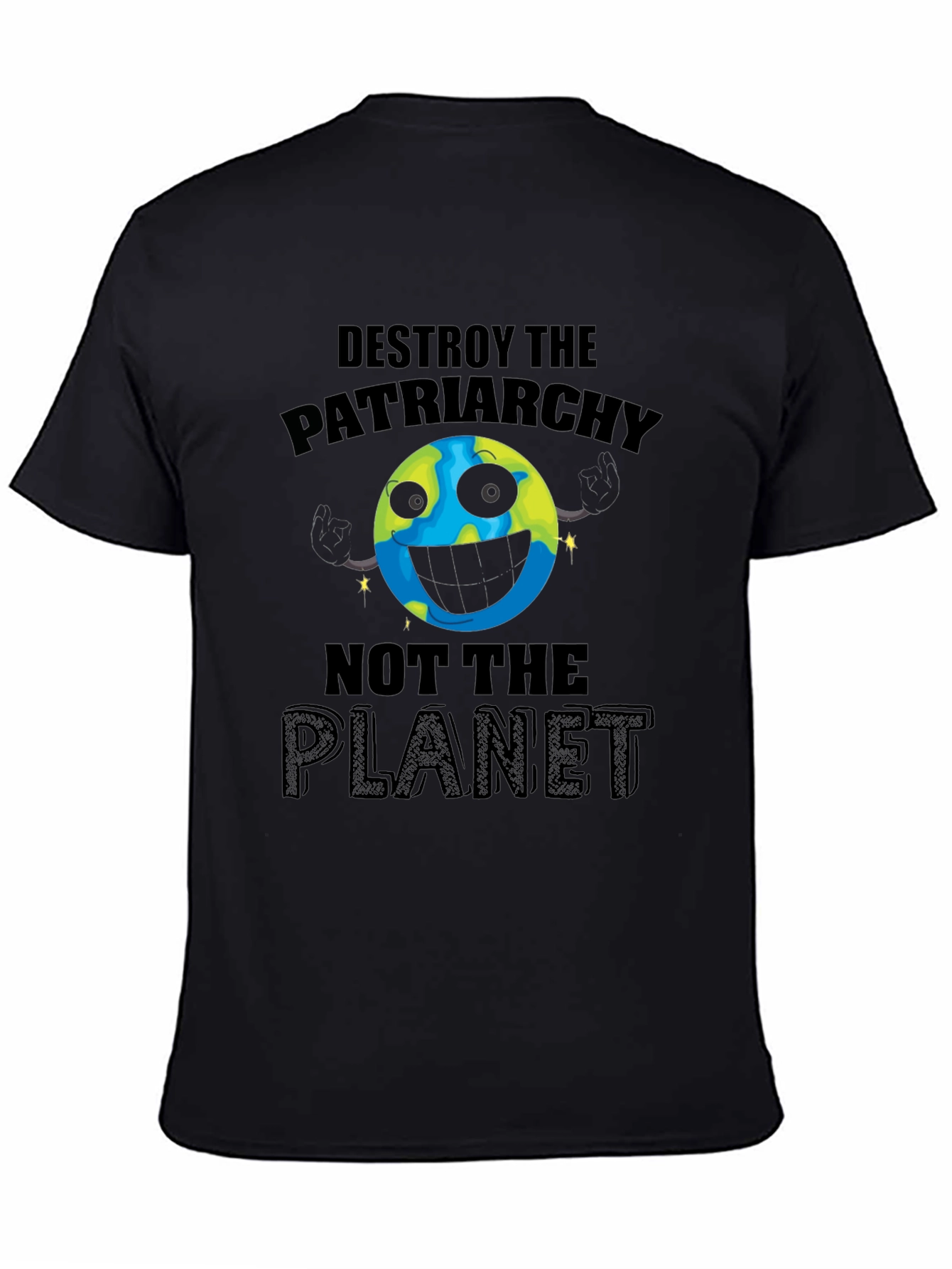 Black Destroy Patriarchy Planet Graphic Tee view 4