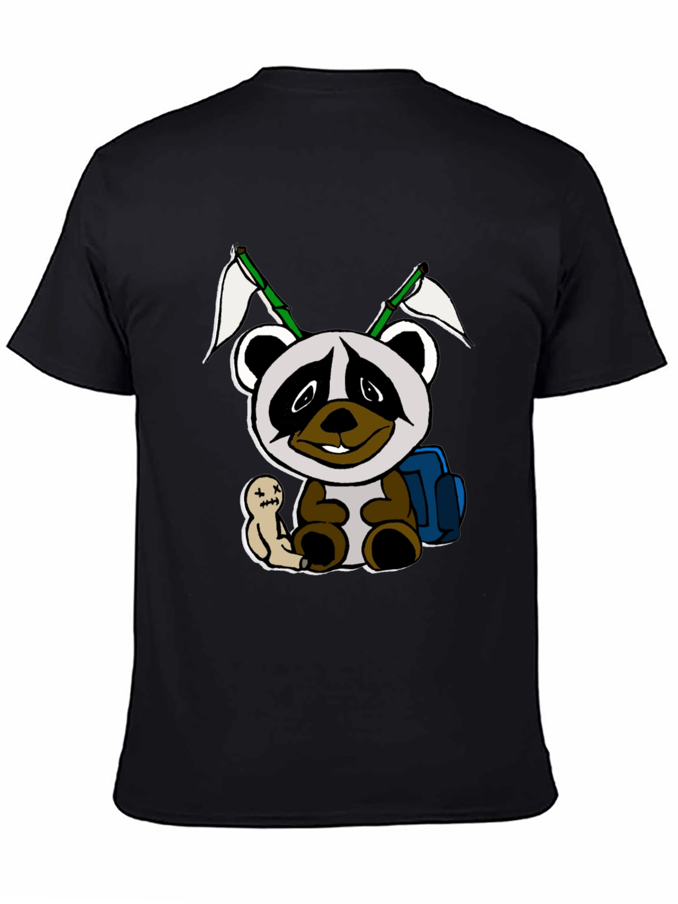Cartoon Panda Graphic Black Tee - 4
