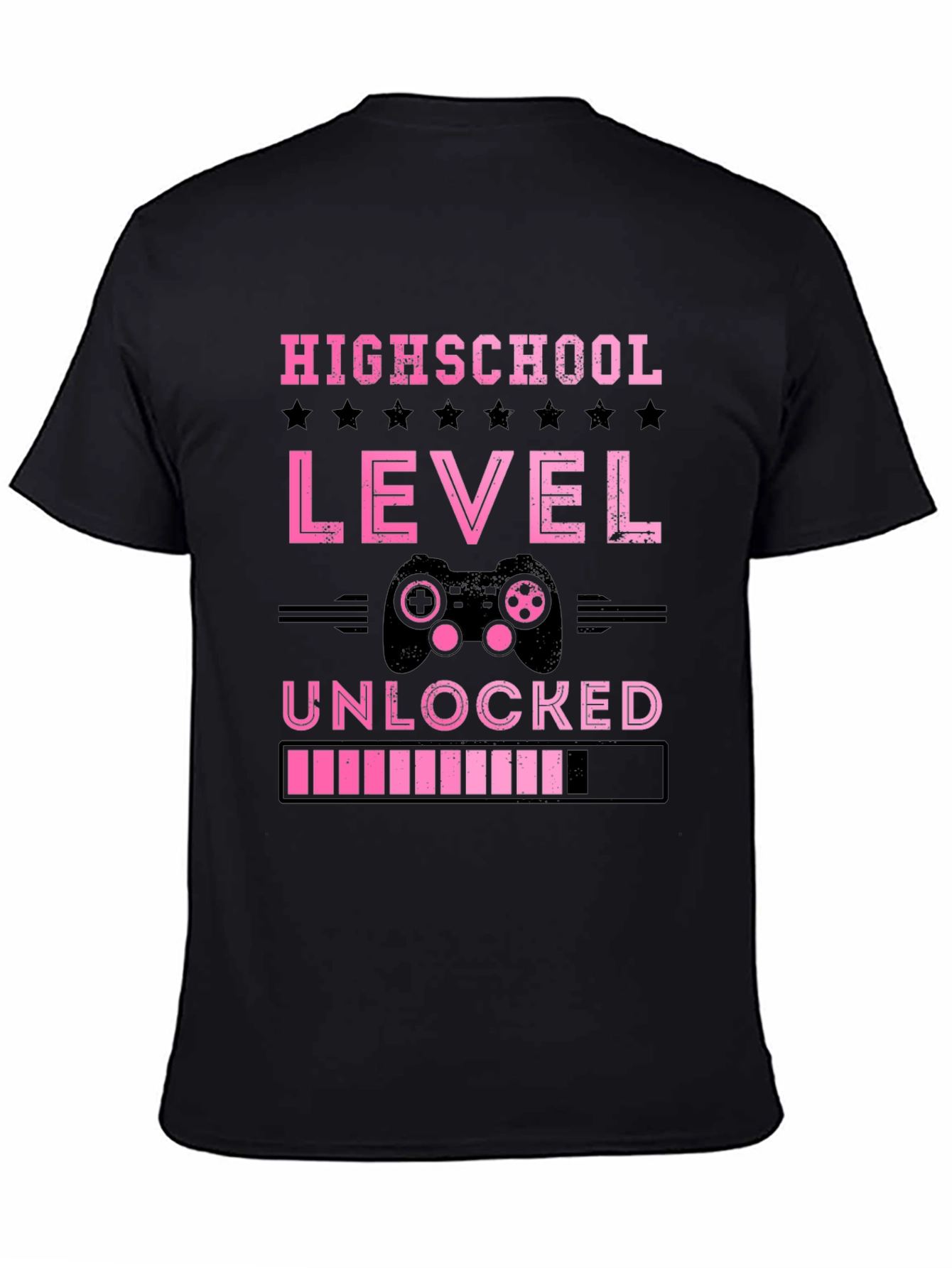 Black Highschool Level Unlocked Gamer T-Shirt view 4