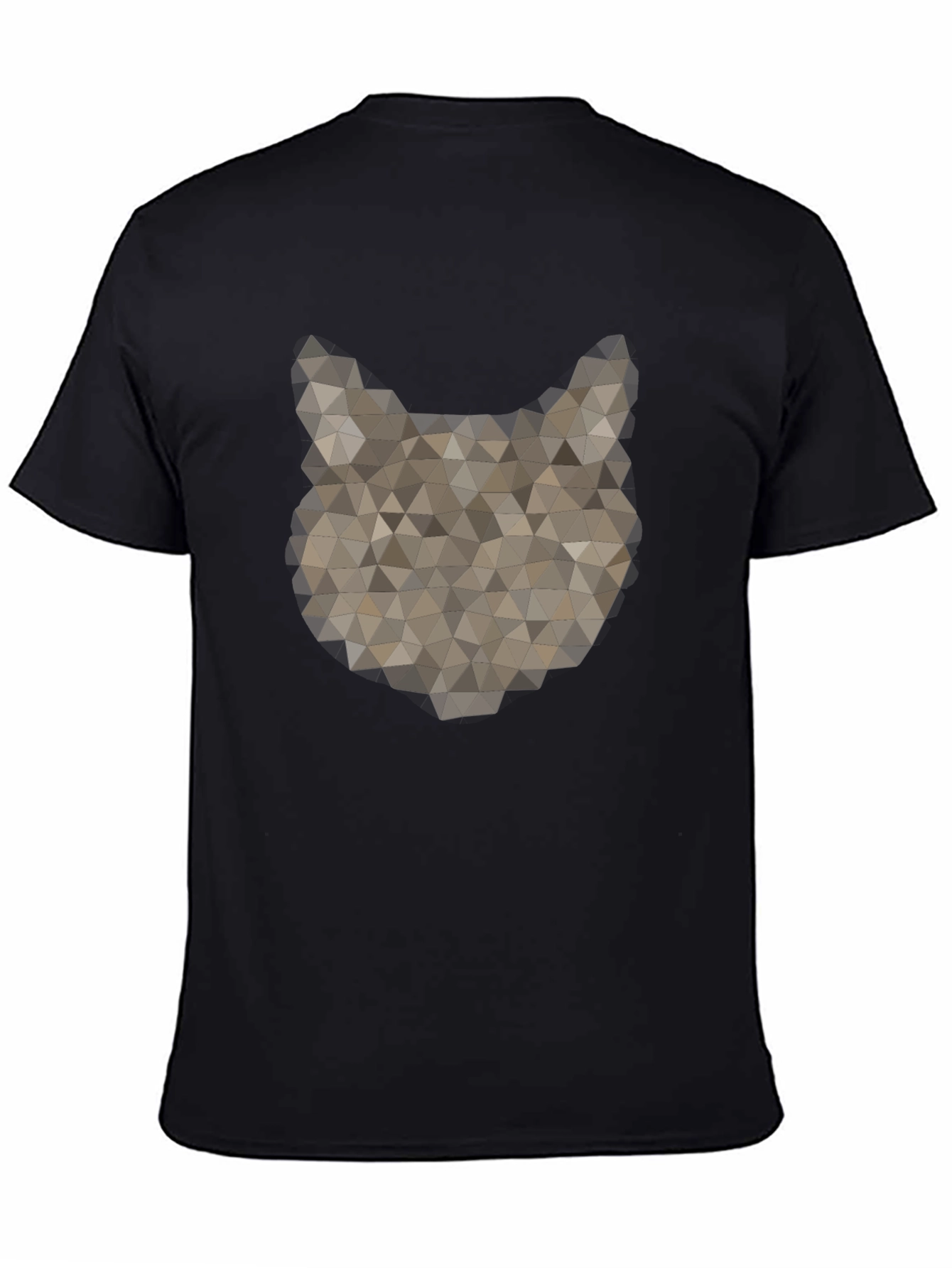 Black Geometric Wolf Graphic Tee - Stylish Men's Black T-Shirt view 4