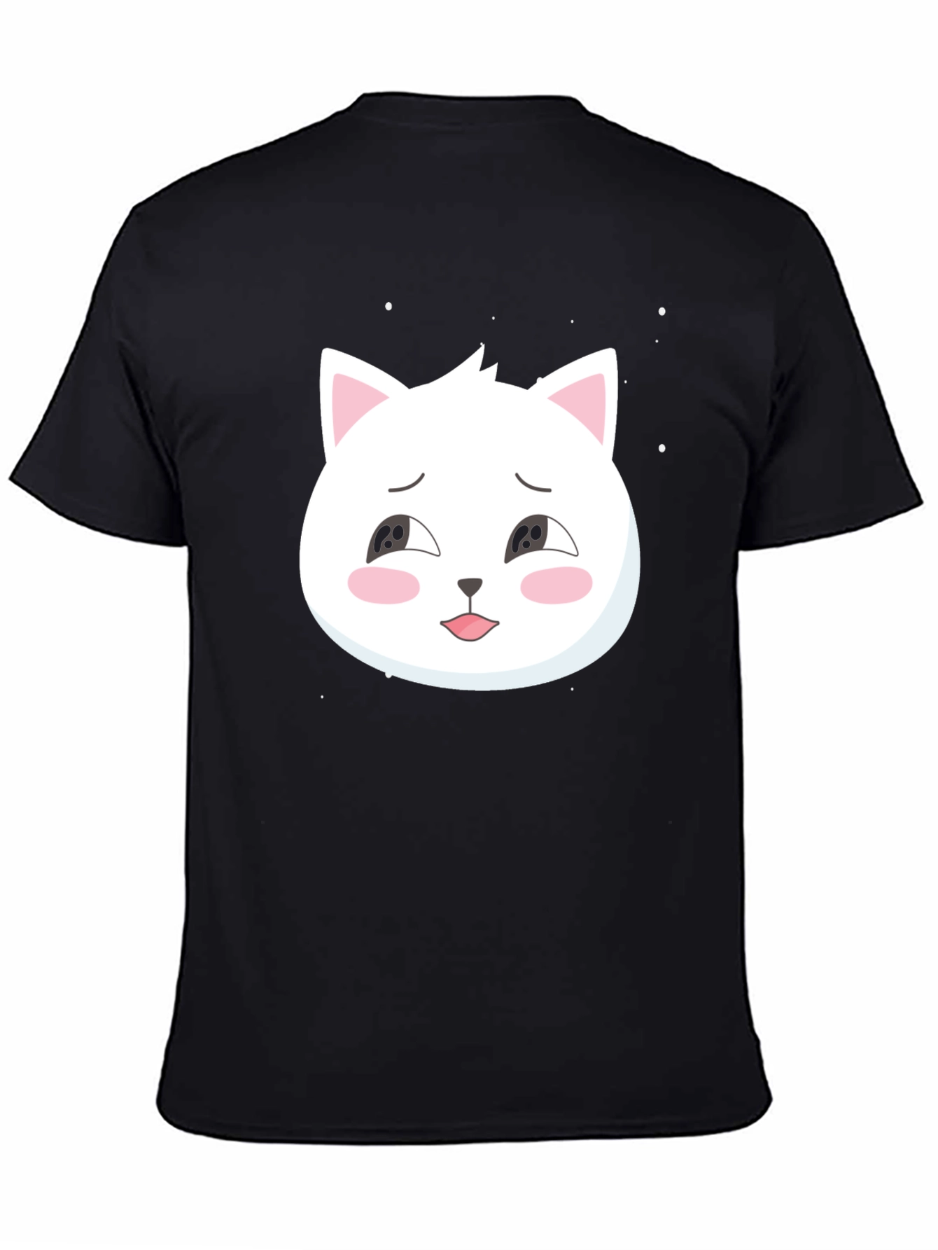Black Cute Cat Graphic Tee - Black Cotton T-Shirt view 4