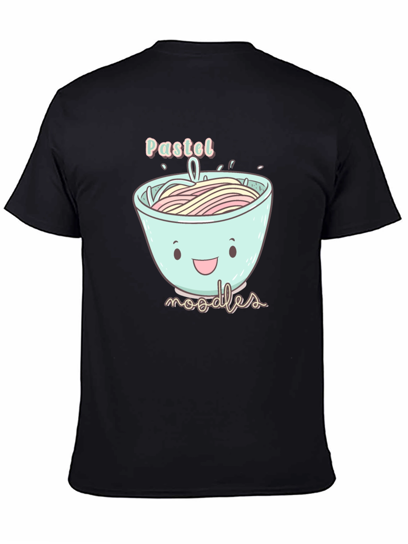 Black Pastel Noodles Graphic T-Shirt - Cute Kawaii Design view 4