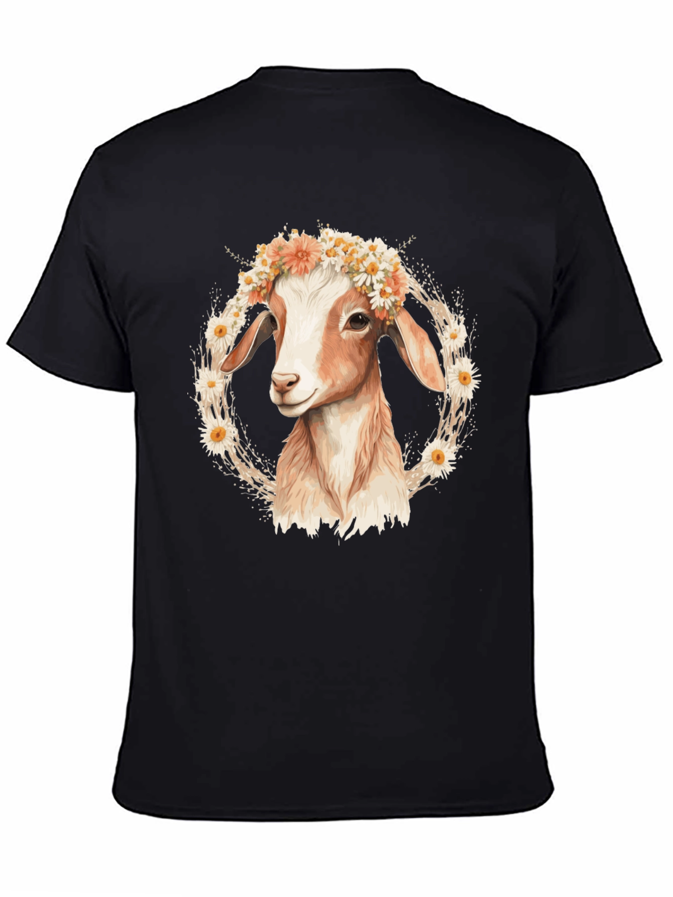 Black Goat with Flower Crown T-Shirt view 4