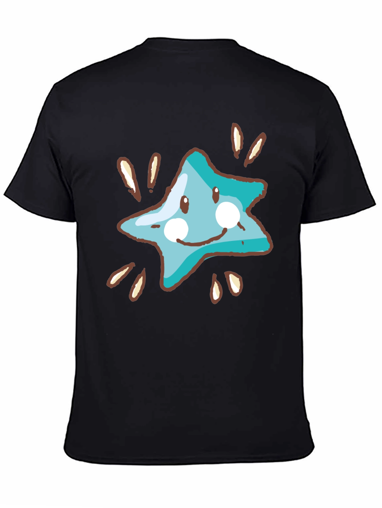 Black Star Character Black Cotton T-Shirt view 4