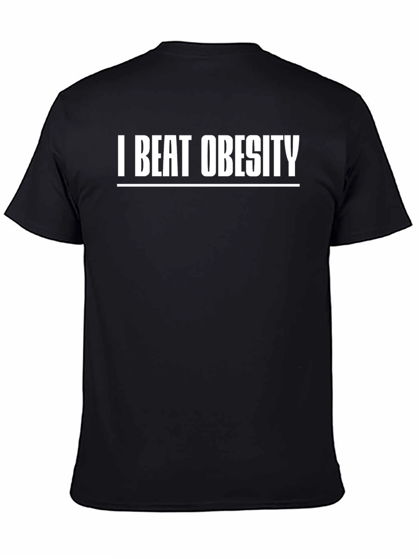 Black I Beat Obesity T-Shirt - Motivational Weight Loss Tee view 4