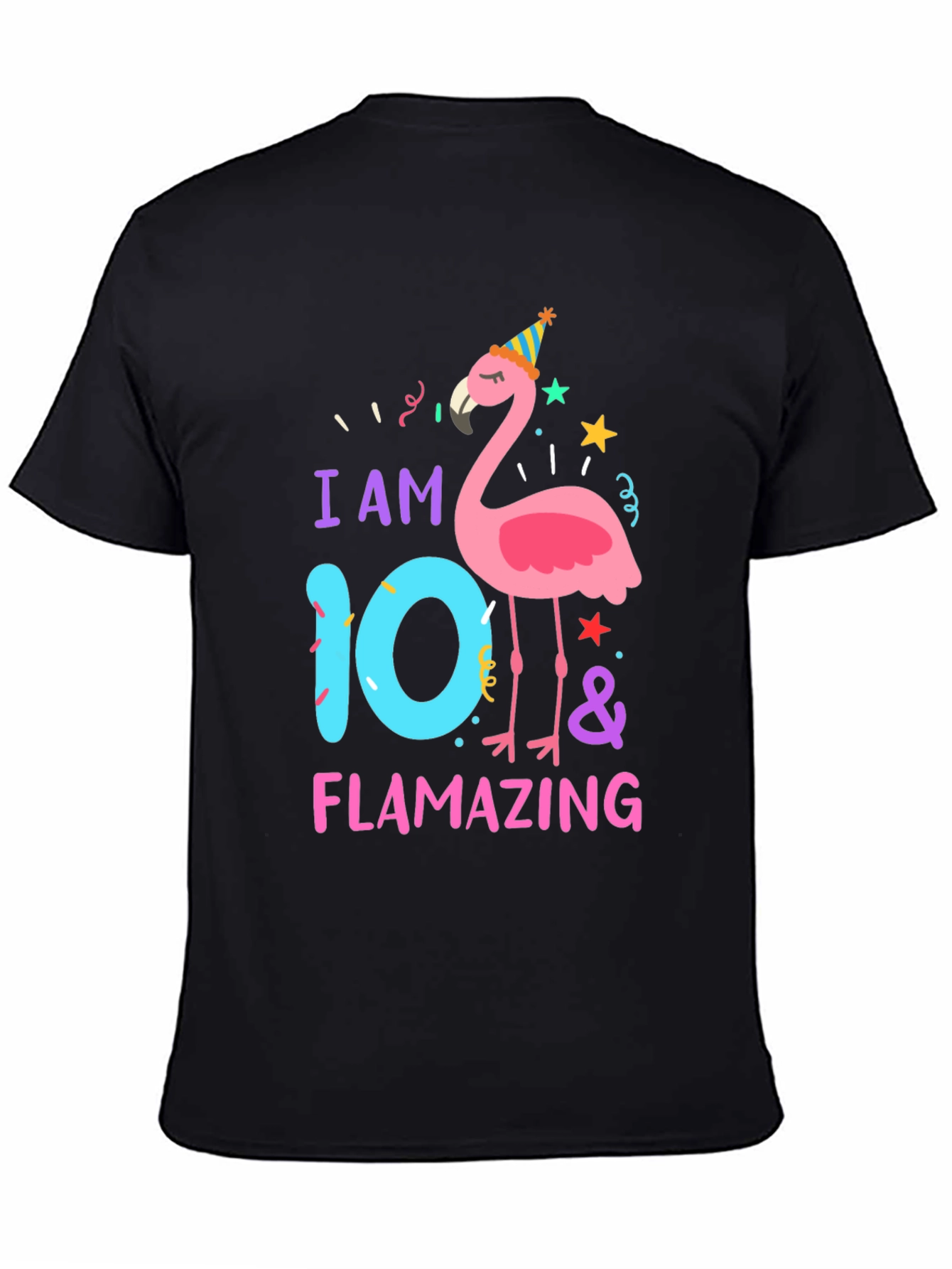 Black Flamazing 10th Birthday T-Shirt - Flamingo Party view 4
