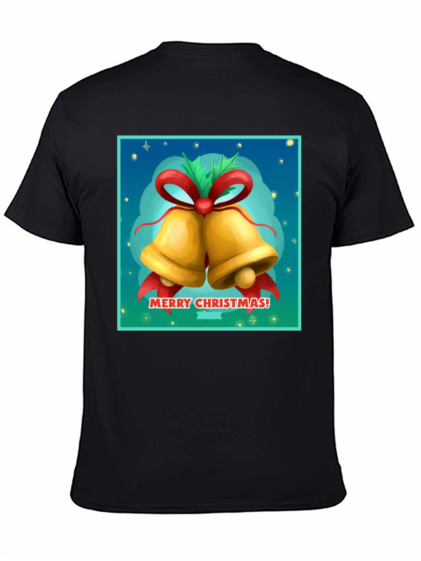 Black Merry Christmas Bells Graphic Tee view 4