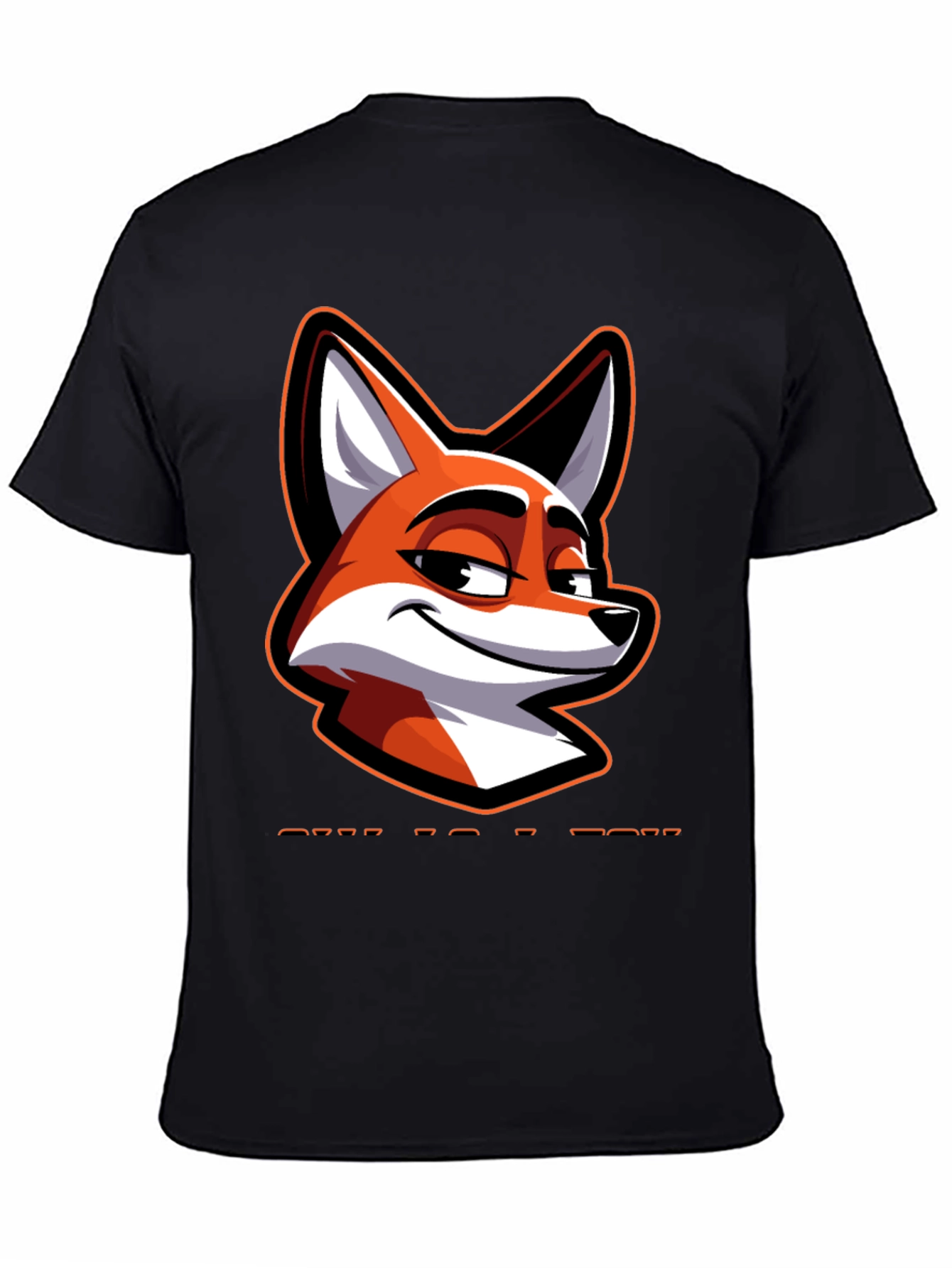 Black Cool Fox Graphic Tee - Black Cotton Blend view 4