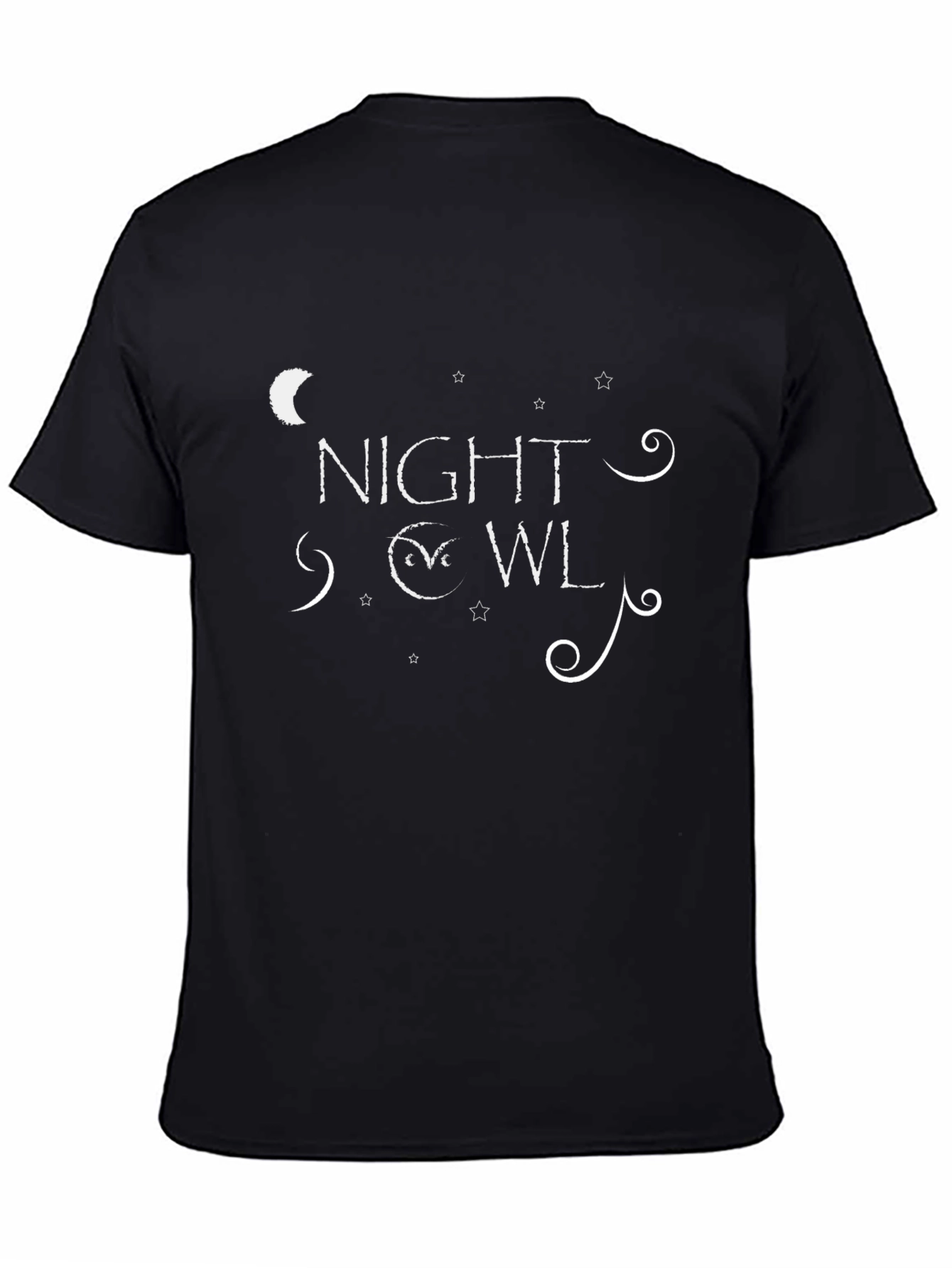 Black Night Owl Graphic Tee - Soft Cotton Blend view 4