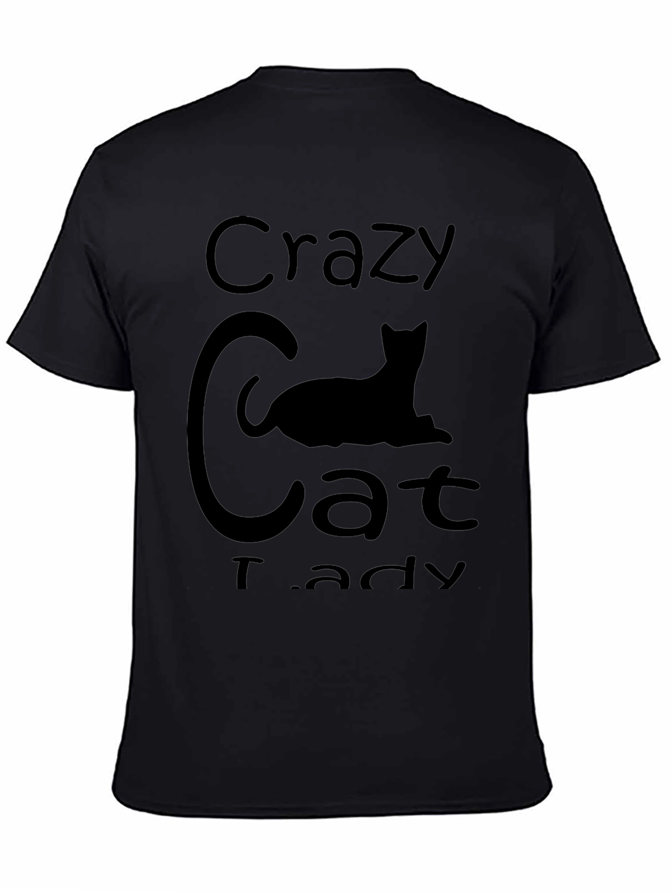 Black Crazy Cat Lady T-Shirt - Black view 4